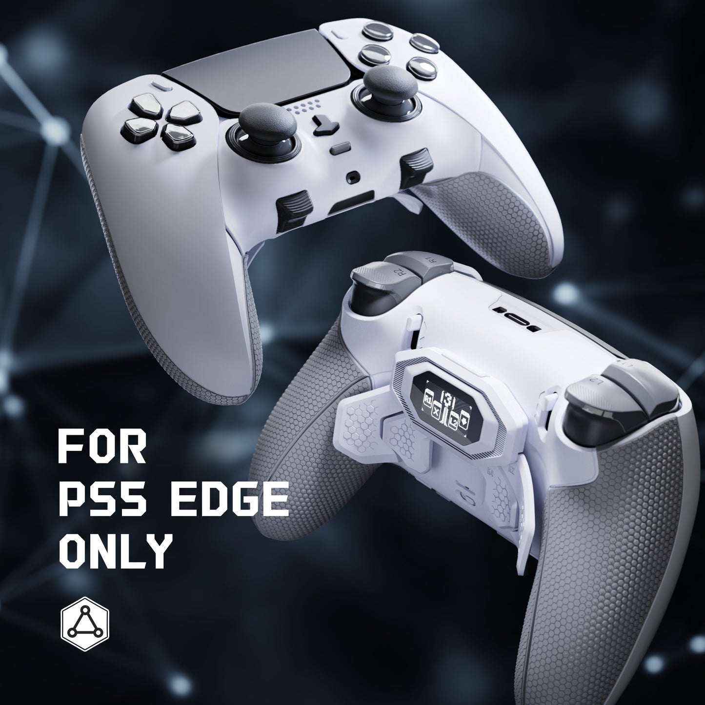 eXtremeRate PS5 edgeコントローラーに対応用BEYOND バックパドルキット、OLEDディスプレイ&エルゴノミックグリップ【ホワイト&グレー】