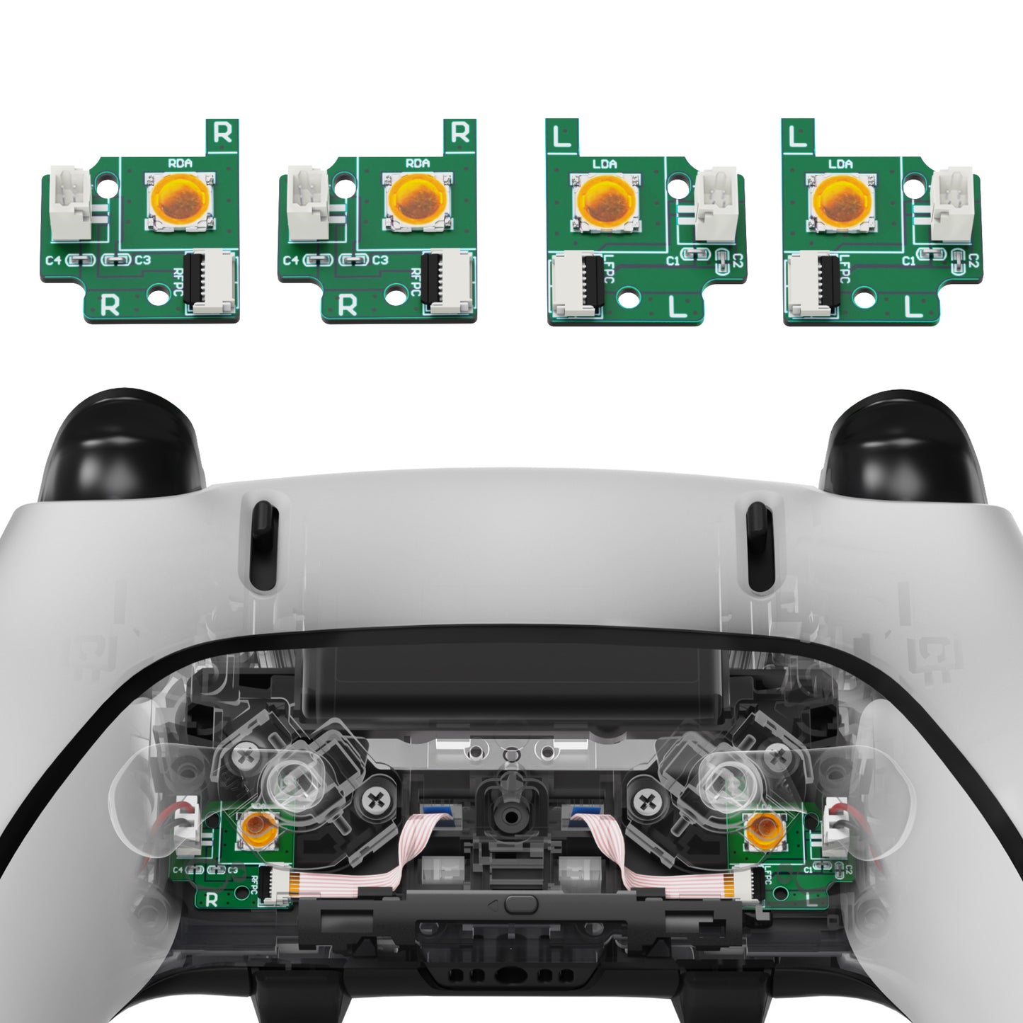 eXtremeRate PS5 edgeコントローラー用背面パドル交換スイッチボードキット、カスタムデザインのLB RBボタン強化修理部品 - 背面ボタン含まれていません