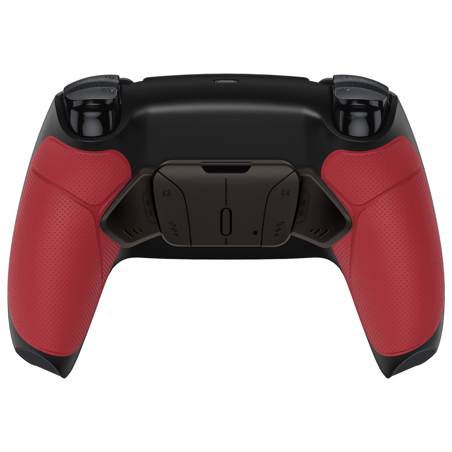 eXtremeRate PS5コントローラーBDM-030/040/050対応用ブラックリアルメタルボタン(RMB)バージョンRISE4 V3リマップキット【ラバー付きレッド】