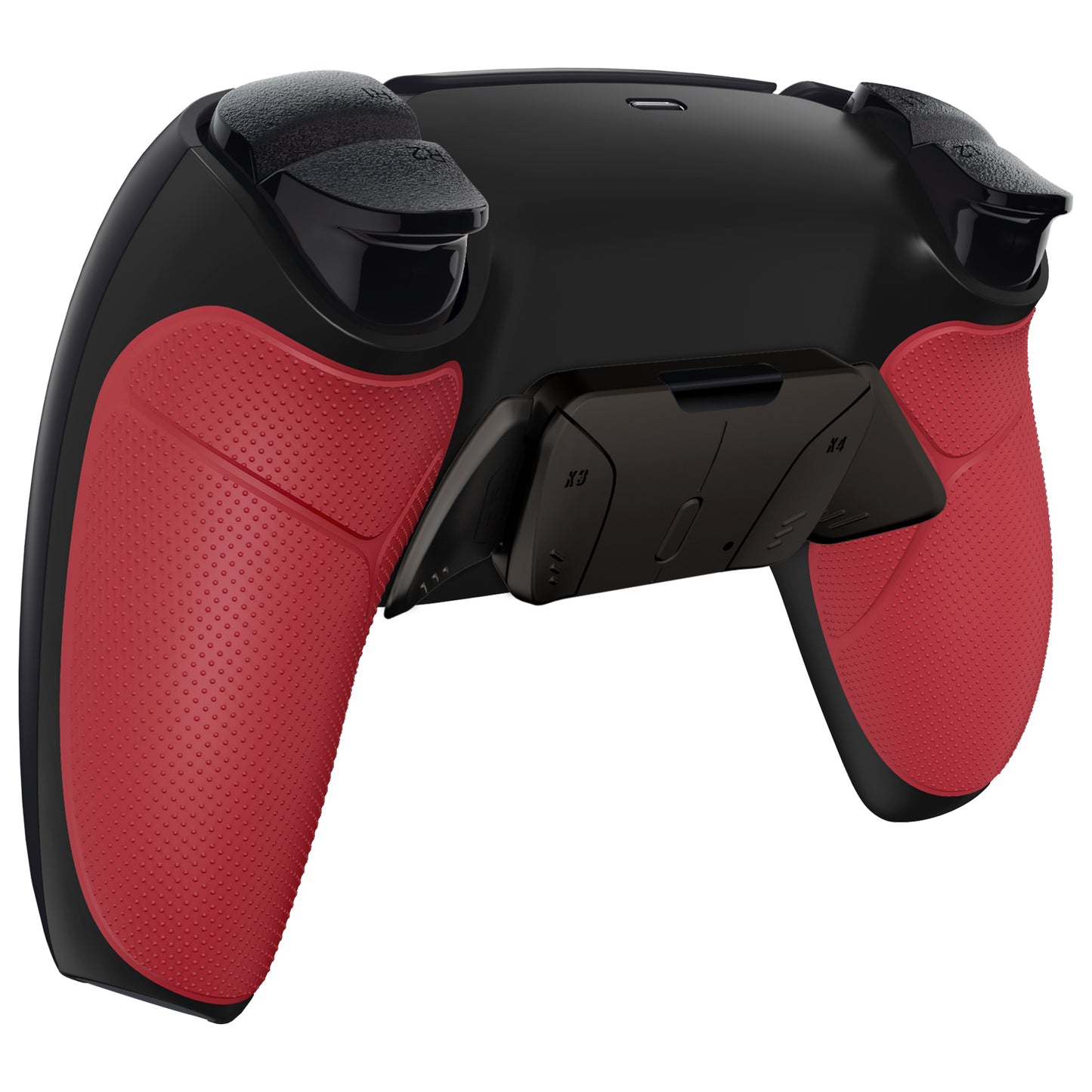 eXtremeRate PS5コントローラーBDM-030/040/050対応用ブラックリアルメタルボタン(RMB)バージョンRISE4 V3リマップキット【ラバー付きレッド】