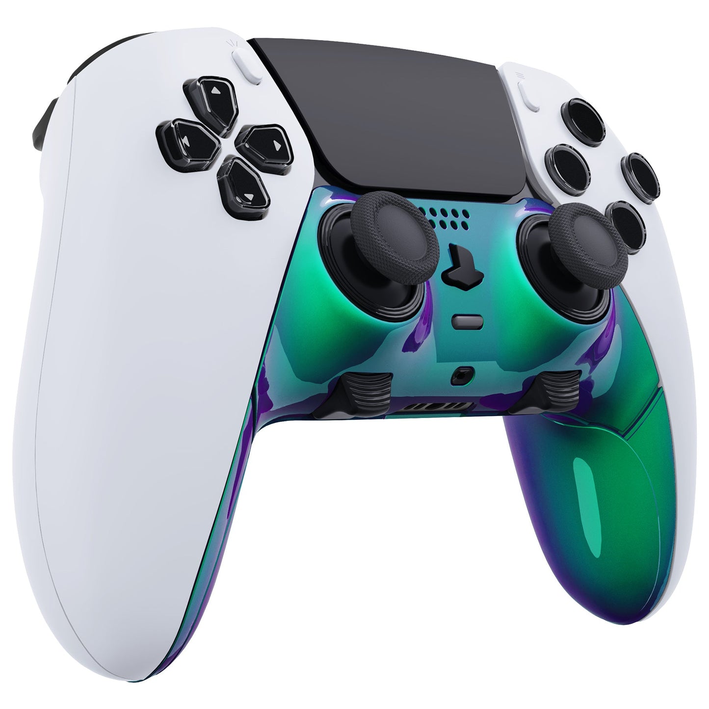 eXtremeRate PS5 edgeコントローラー対応交換対応用トップ&ボトム装飾トリムシェル【カメレオングリーンパープル】