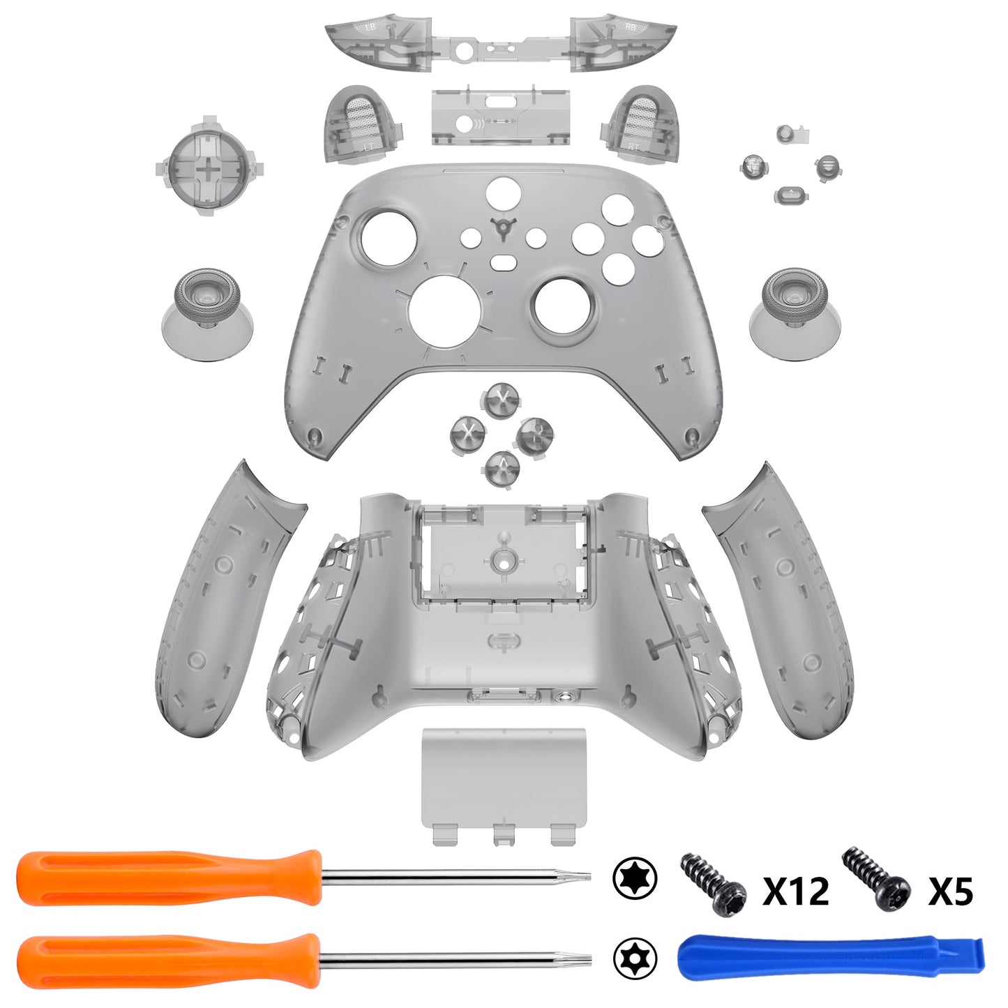 eXtremeRate Xbox Series X&Sコントローラー用フルセットハウジングシェルケース&ボタン【クリアブラック】