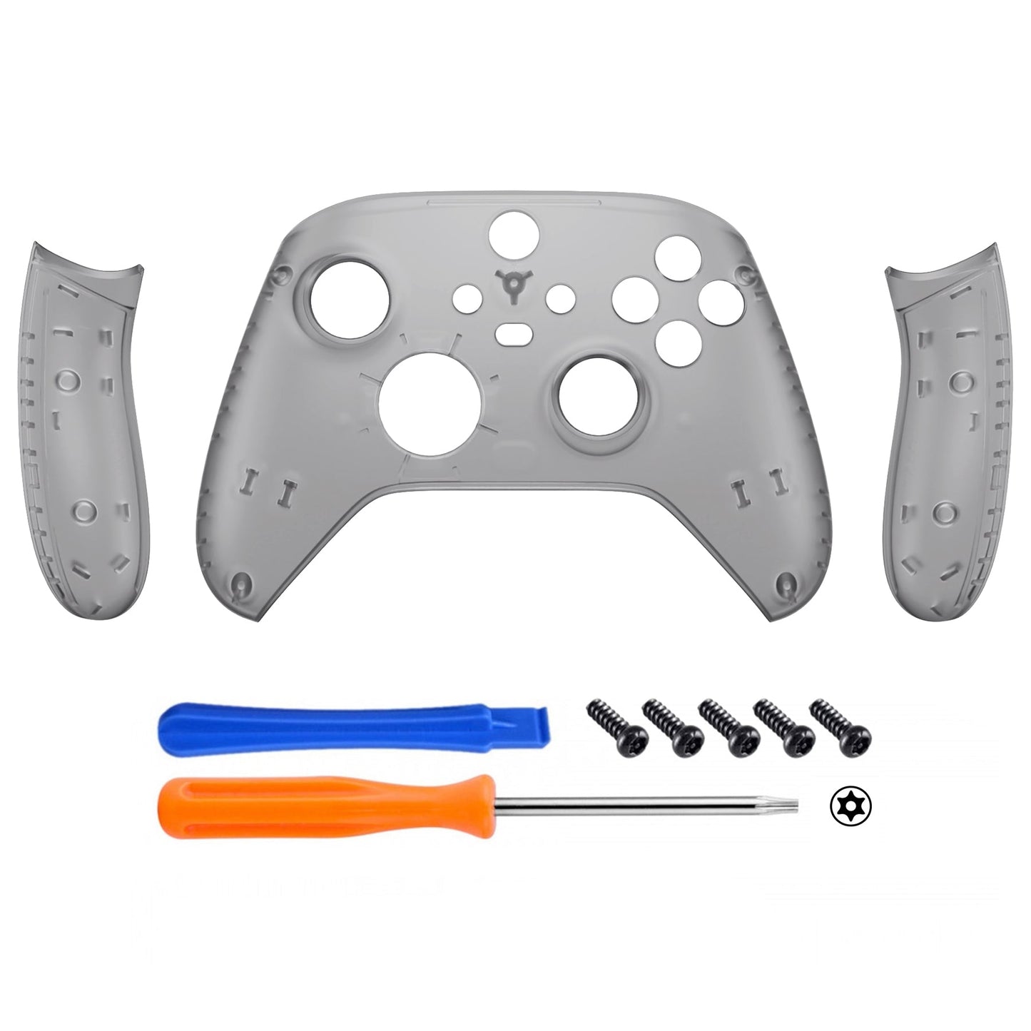 eXtremeRate Xbox Series X&Sコントローラー用交換フロントハウジングシェル&サイドレールパネル【クリアブラック】