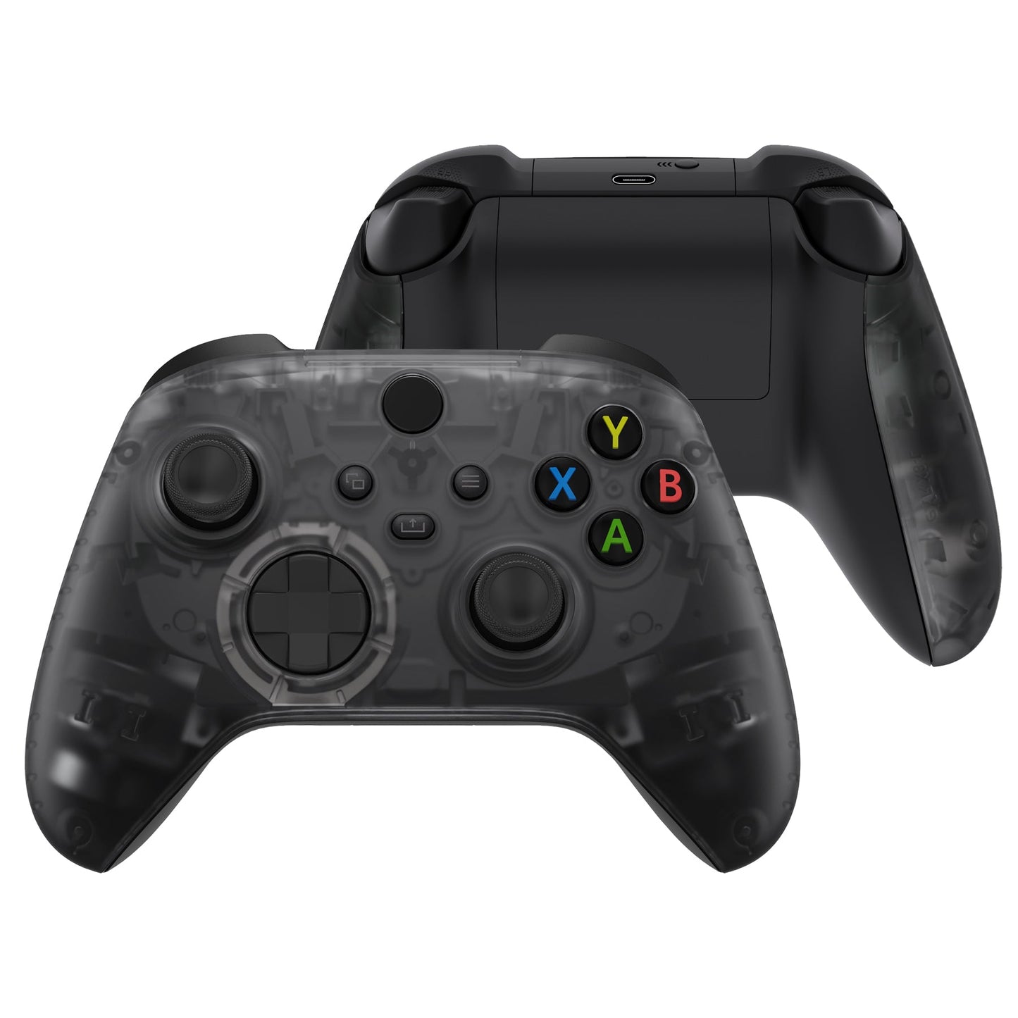 eXtremeRate Xbox Series X&Sコントローラー用交換フロントハウジングシェル&サイドレールパネル【クリアブラック】