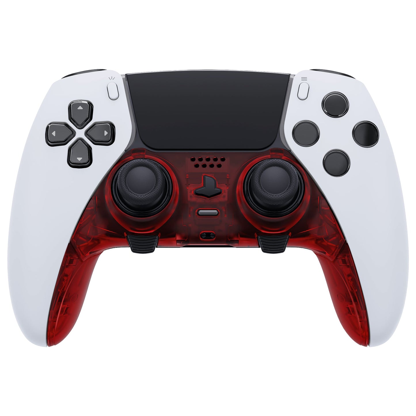 eXtremeRate PS5 edgeコントローラー対応交換対応用トップ&ボトム装飾トリムシェル【クリアレッド】