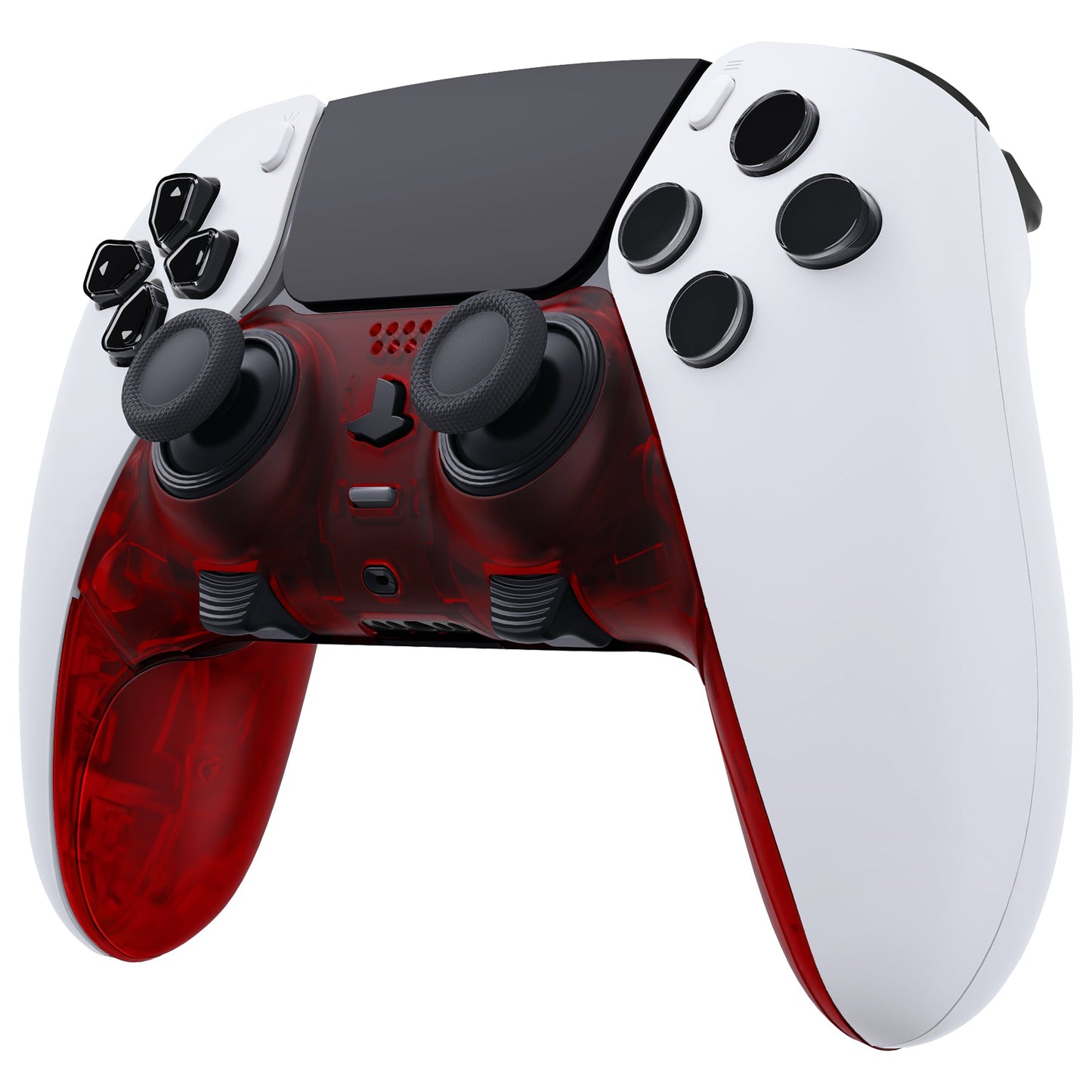 eXtremeRate PS5 edgeコントローラー対応交換対応用トップ&ボトム装飾トリムシェル【クリアレッド】