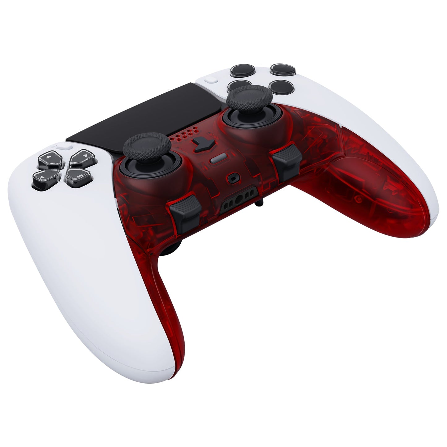 eXtremeRate PS5 edgeコントローラー対応交換対応用トップ&ボトム装飾トリムシェル【クリアレッド】