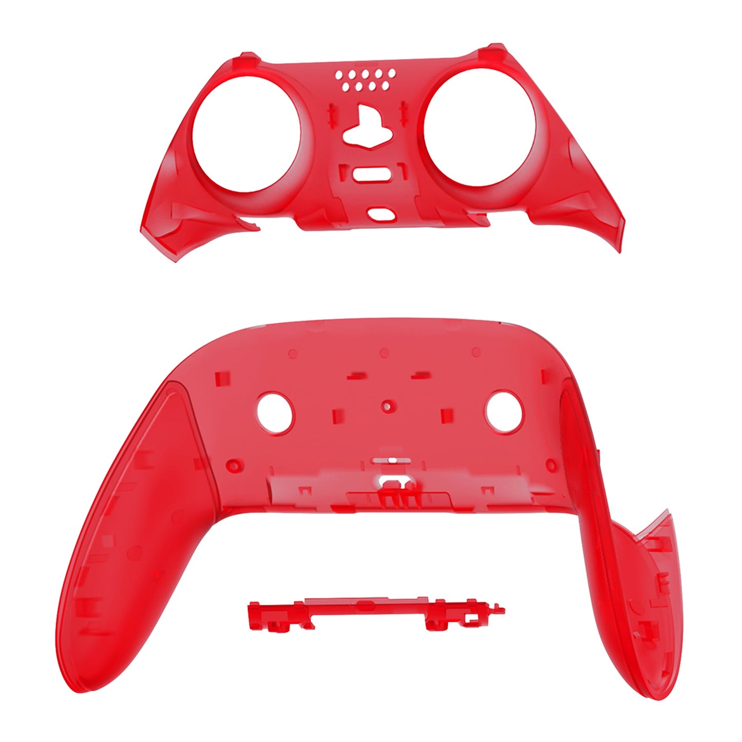 eXtremeRate PS5 edgeコントローラー対応交換対応用トップ&ボトム装飾トリムシェル【クリアレッド】