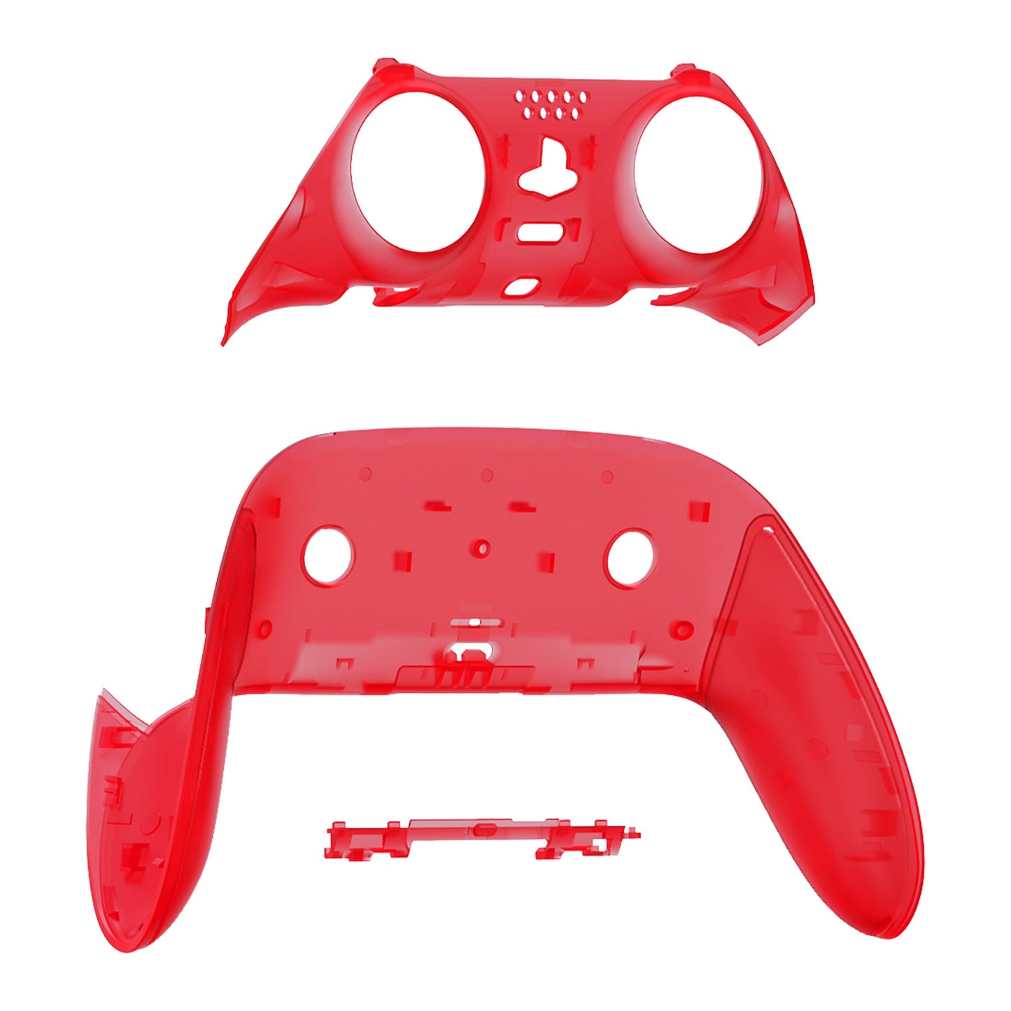 eXtremeRate PS5 edgeコントローラー対応交換対応用トップ&ボトム装飾トリムシェル【クリアレッド】