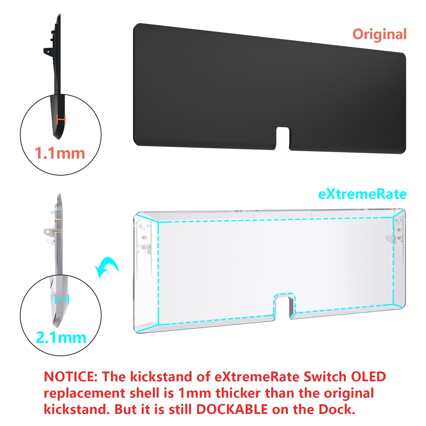 eXtremeRate 任天堂スイッチ有機EL用カスタム交換フルセットシェル&ボタン【クリスタルクリア】