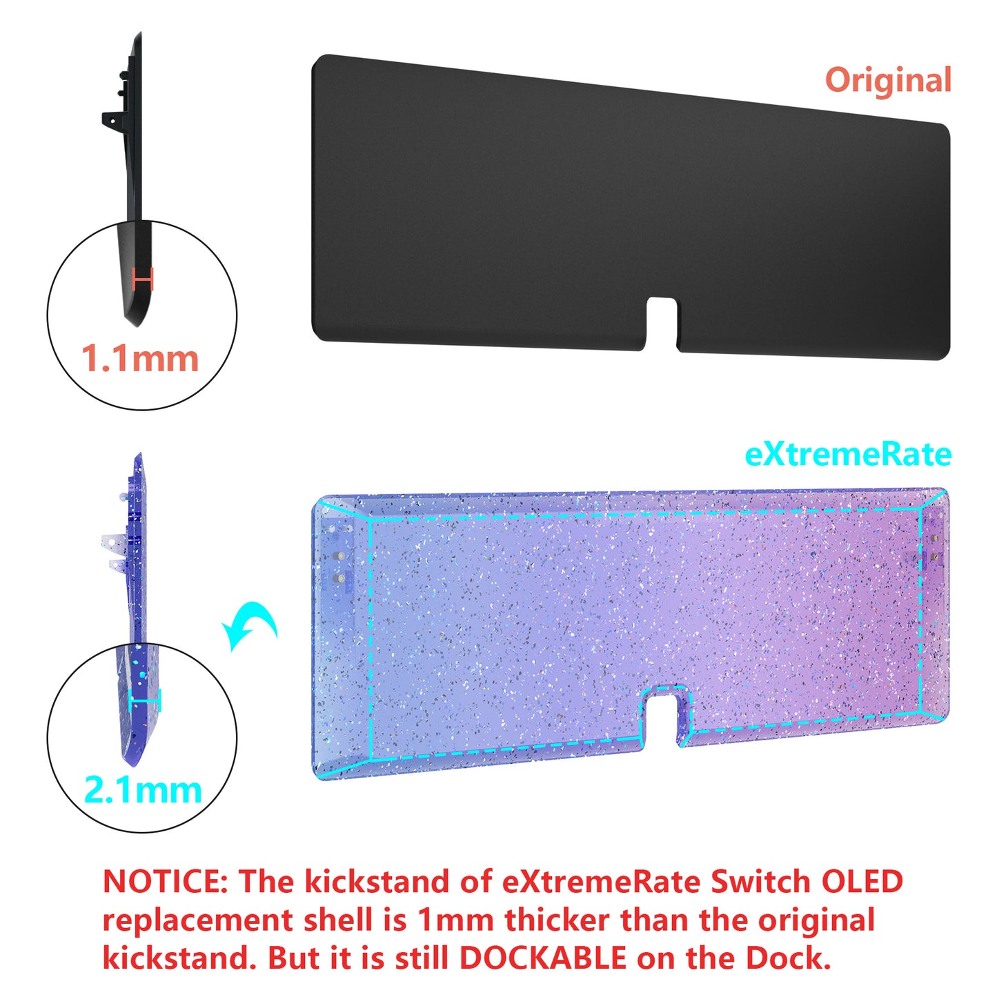 eXtremeRate 任天堂スイッチ有機EL用カスタム交換フルセットシェル&ボタン【ブルーとパープルのグラデーションカラー】