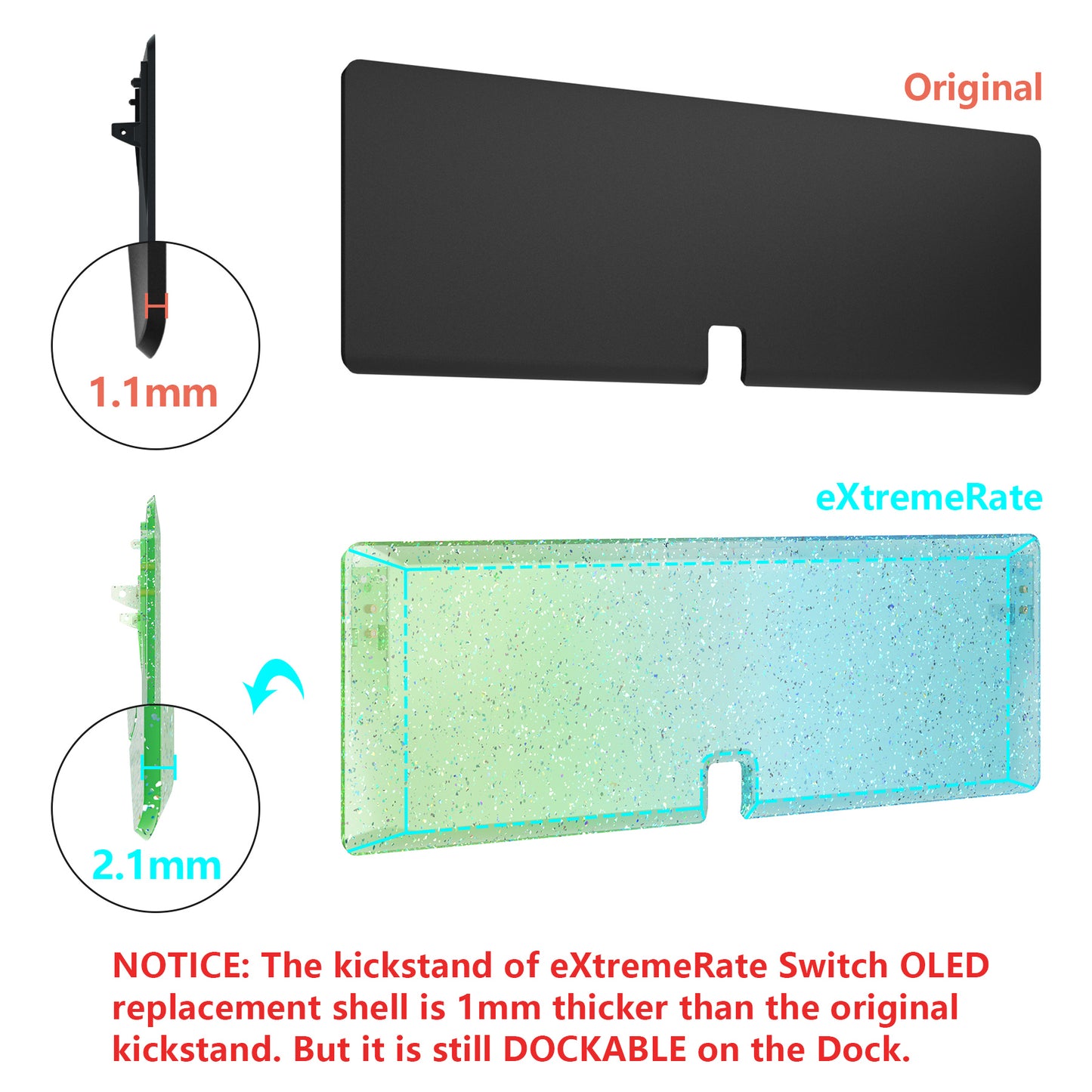 eXtremeRate 任天堂スイッチ有機EL用カスタム交換フルセットシェル&ボタン【グリーンとブルーのグラデーションカラー】