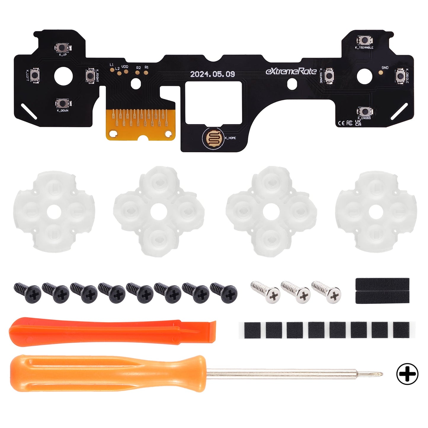 eXtremeRate PS5コントローラーBDM-030&BDM-040対応用カスタム触覚十字キー&アクションボタンフェイスクリッキーキットV3