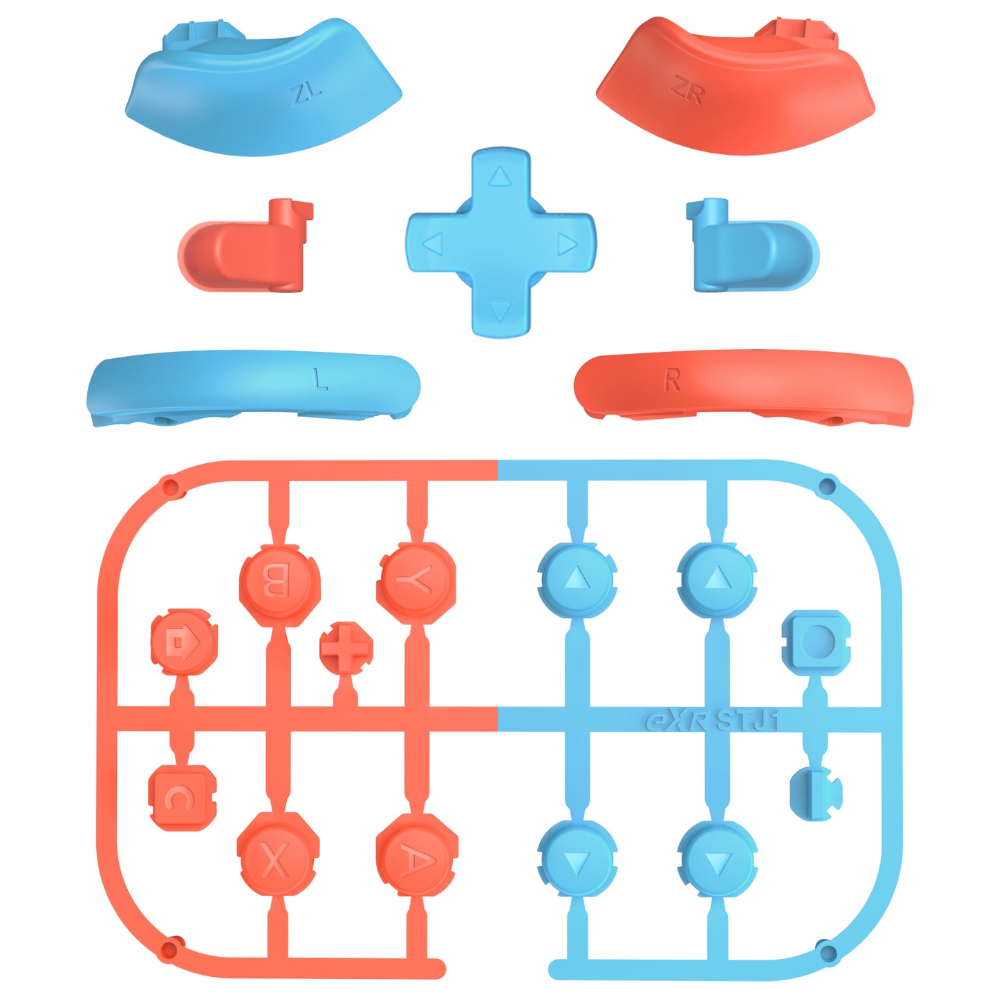 eXtremeRate Nintendo Switch 2ジョイコン対応交換フルセットボタン【ルー&オレンジ】