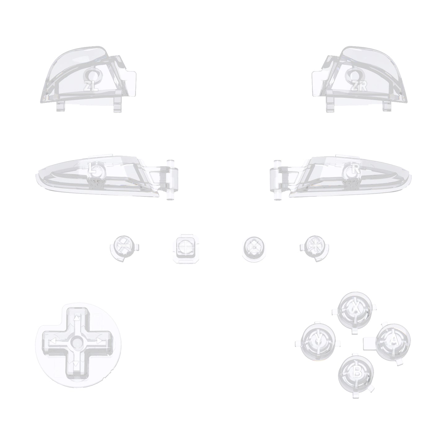 eXtremeRate Nintendo Switch Proコントローラー用DIY交換フルセットボタン【クリスタルクリア】