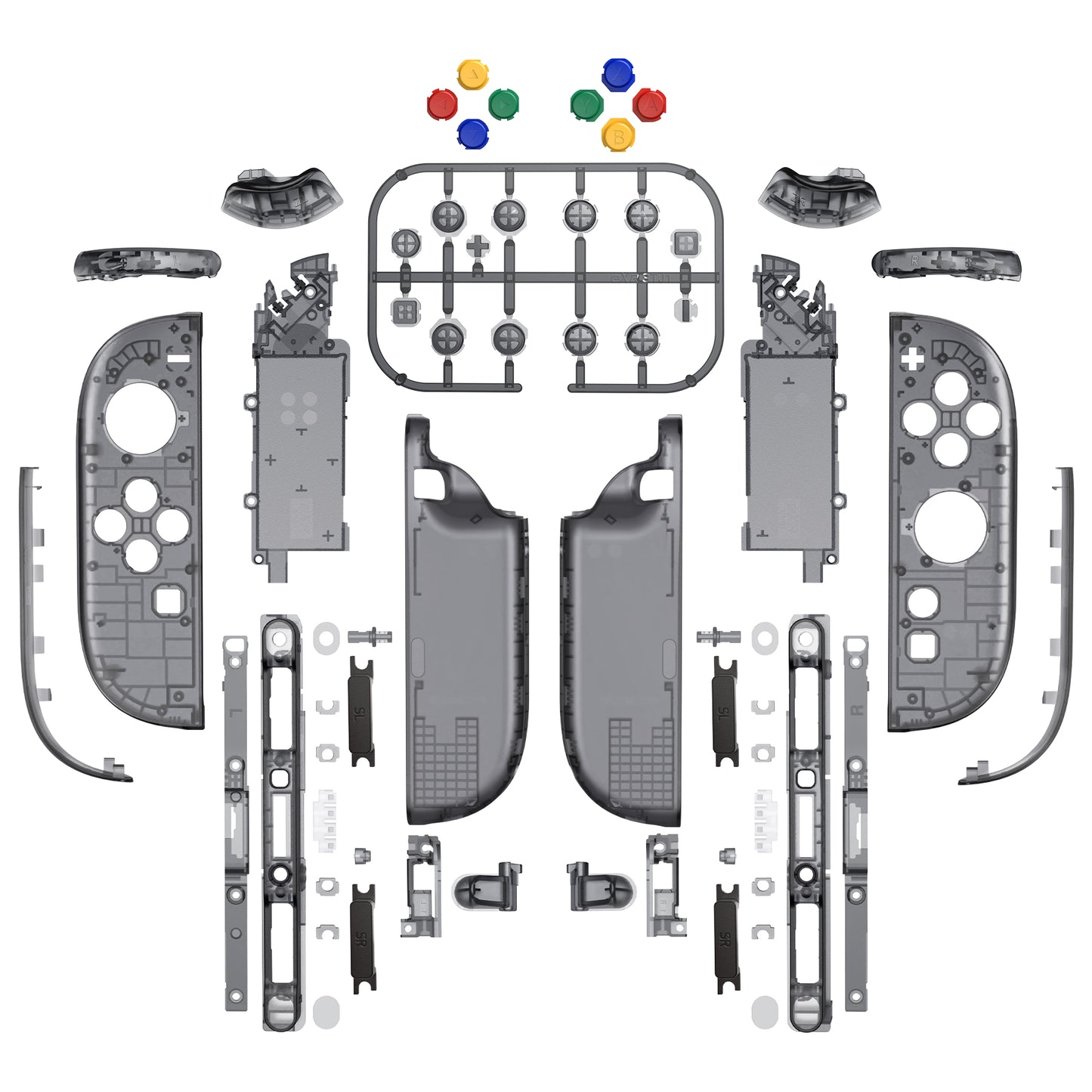 eXtremeRate Nintendo Switch 2対応ジョイコン交換フルセットシェルケース、ボタン付き - デラックス版【クリアブラック】