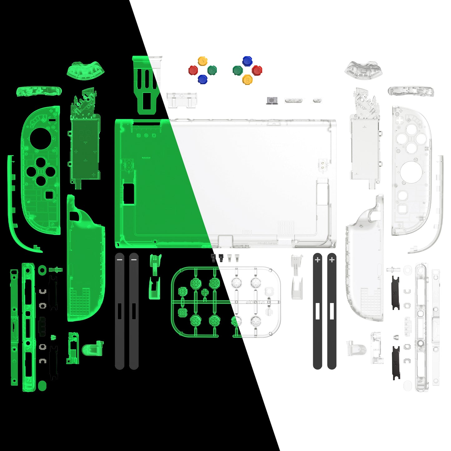 eXtremeRate Nintendo Switch 2対応交換フルセットシェル&ボタン - デラックス版【暗闇で光る-グリーン】