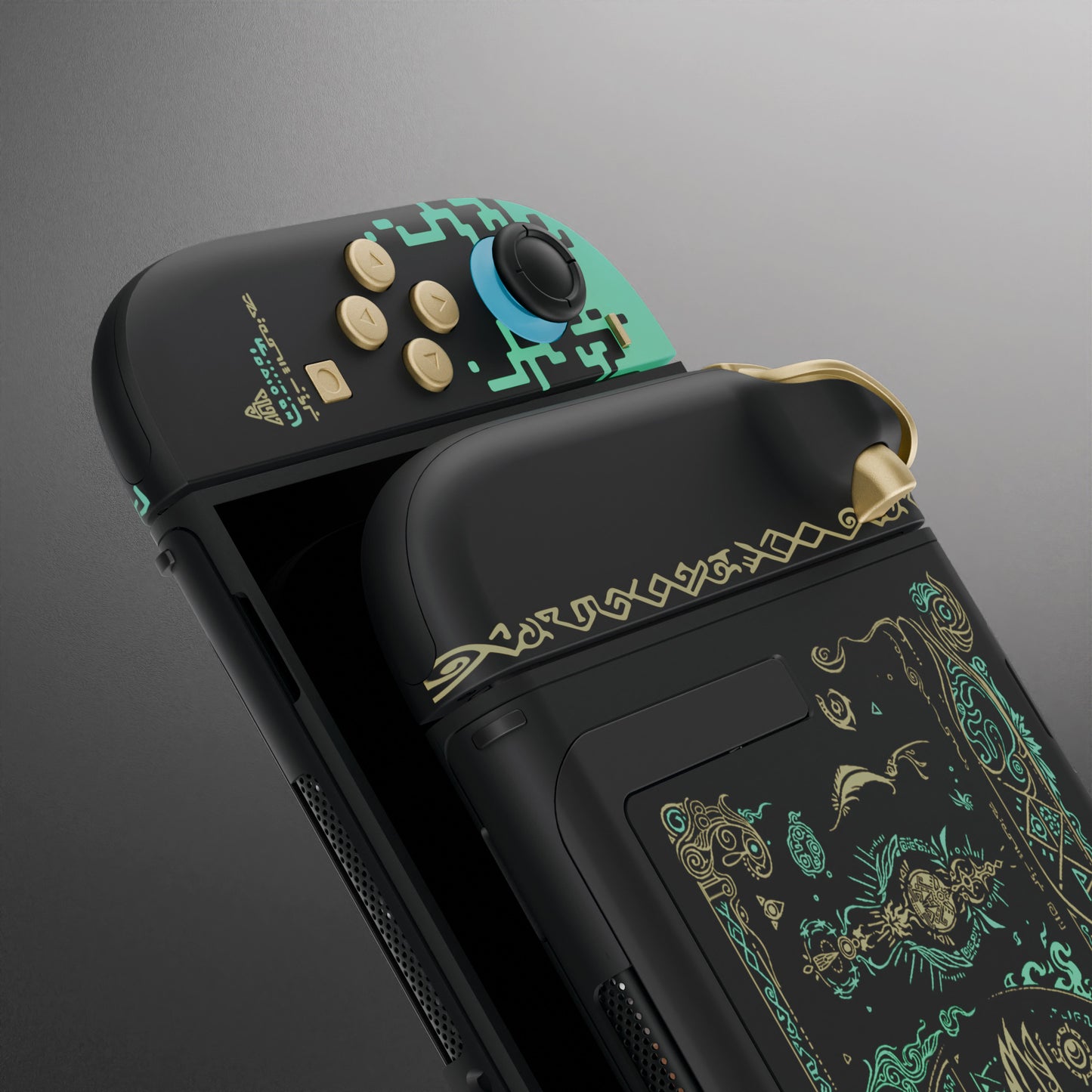 eXtremeRate Nintendo Switch 2対応交換フルセットシェル&ボタン - デラックス版 - トーテム オブ キングダム【ブラック】暗闇で光る