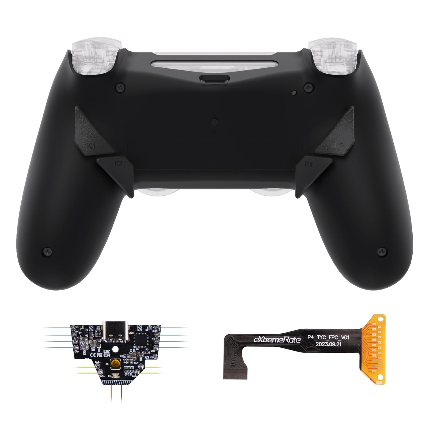 eXtremeRate PS4 Slim ProコントローラーJDM-040/050/055用Dawn Type-Cバージョンリマップキット【ブラック】