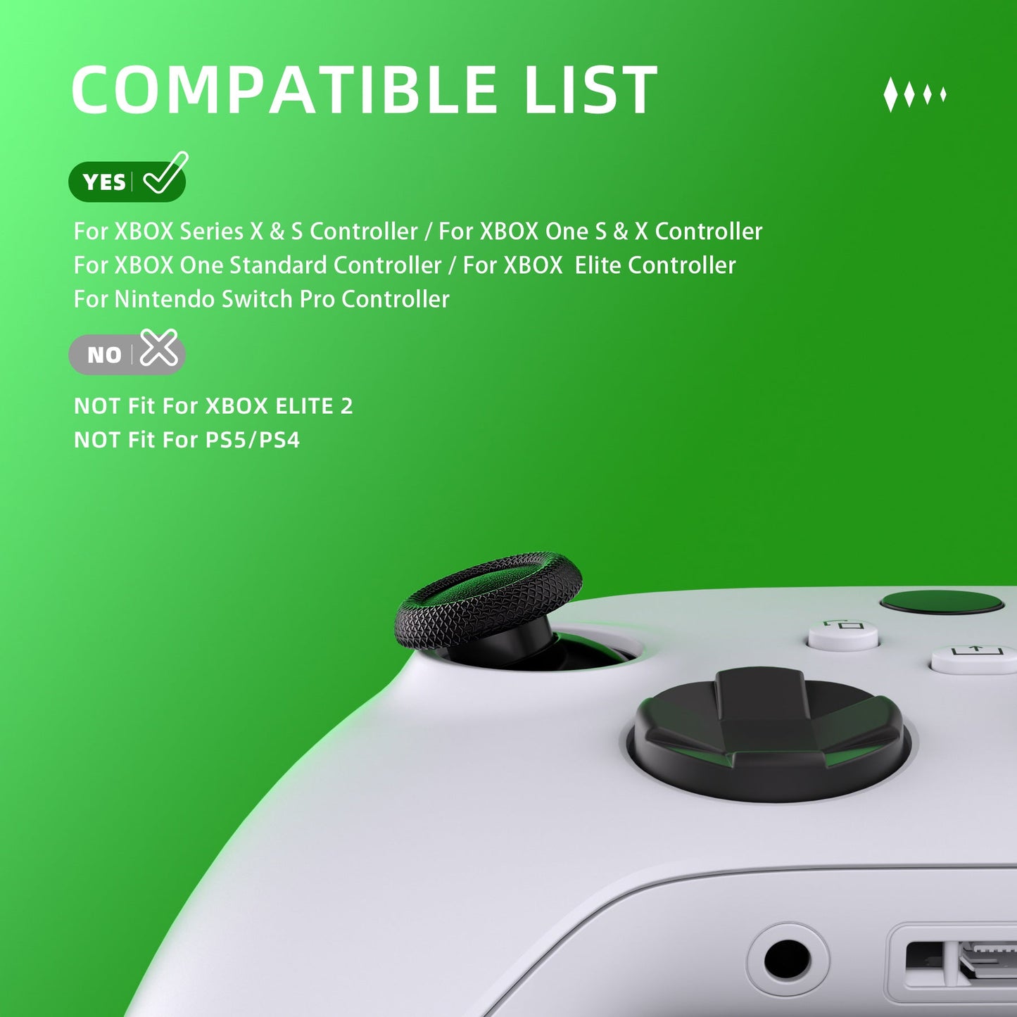 EDGE Sticks Replacement Interchangeable Thumbsticks for Xbox Series X/S & Xbox Core & Xbox One X/S & Xbox Elite V1 & NS Switch Pro Controller - Black eXtremeRate