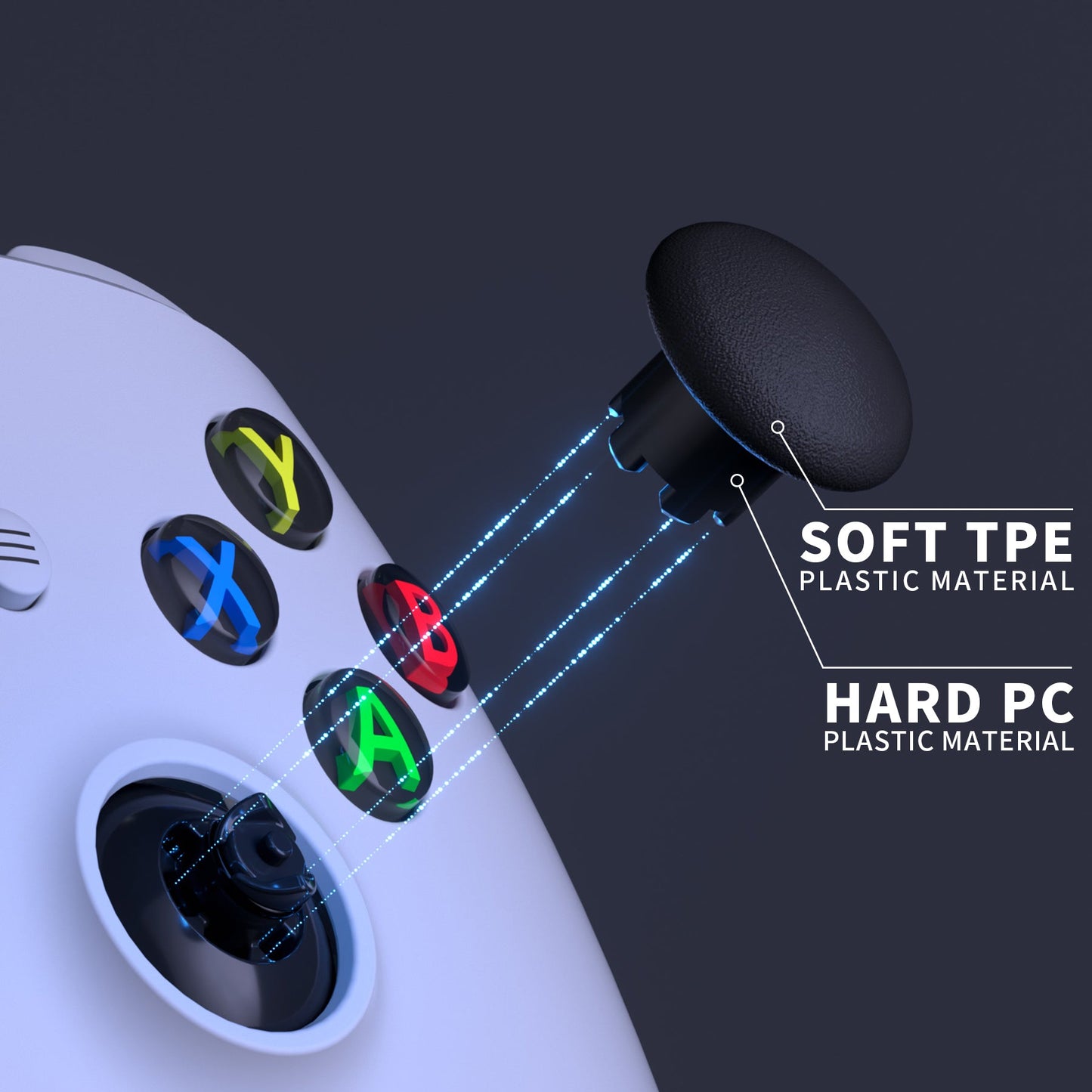 EDGE Sticks Replacement Interchangeable Thumbsticks for Xbox Series X/S & Xbox Core & Xbox One X/S & Xbox Elite V1 & NS Switch Pro Controller - Black eXtremeRate