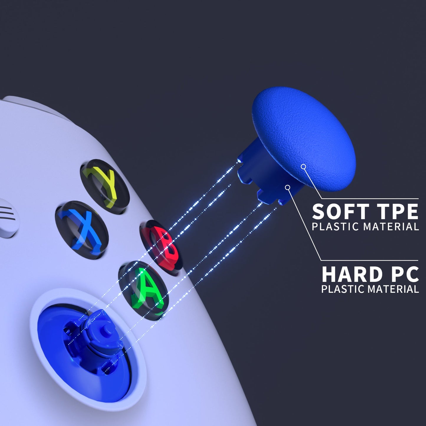 EDGE Sticks Replacement Interchangeable Thumbsticks for Xbox Series X/S & Xbox Core & Xbox One X/S & Xbox Elite V1 & NS Switch Pro Controller - Blue eXtremeRate