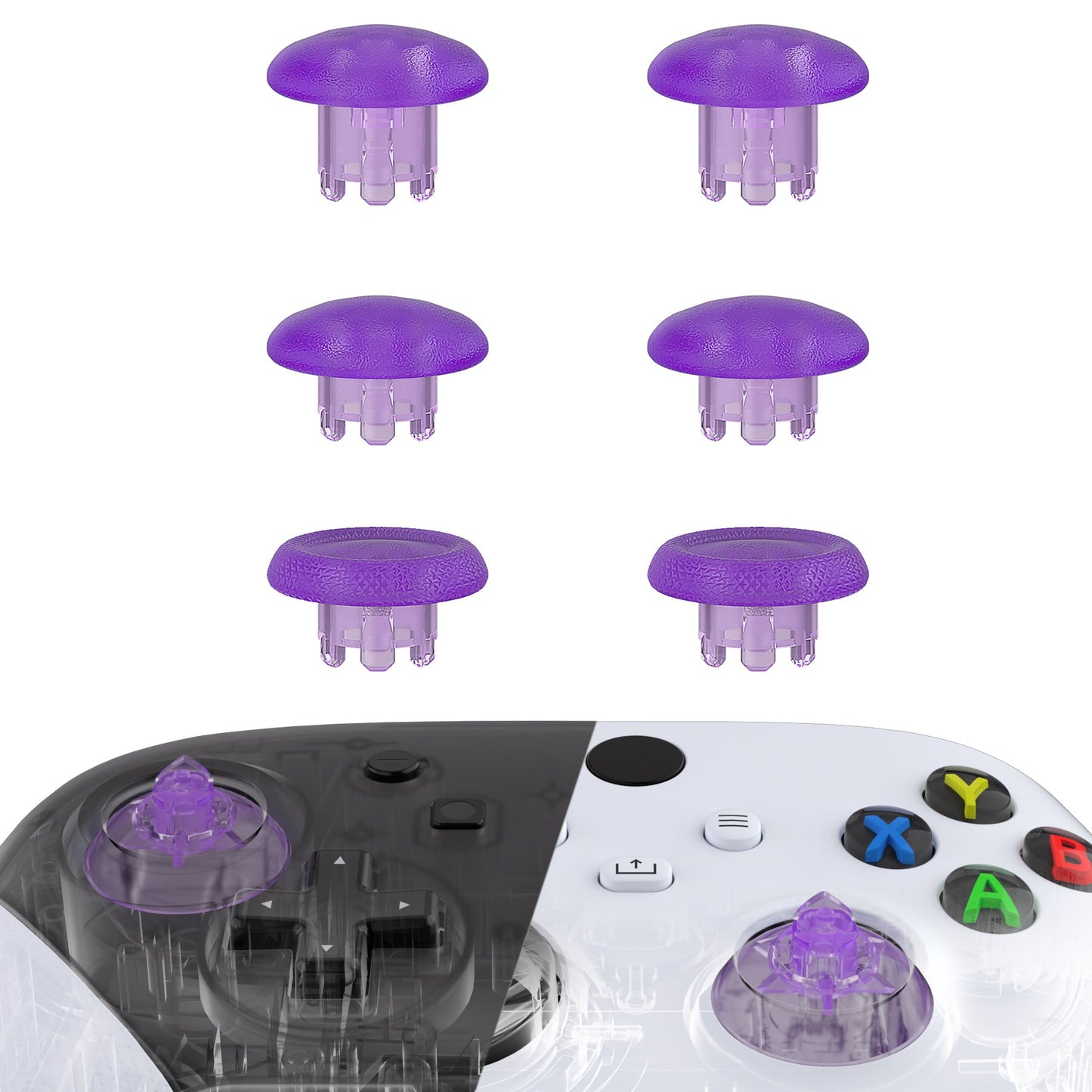 EDGE Sticks Replacement Interchangeable Thumbsticks for Xbox Series X/S & Xbox Core & Xbox One X/S & Xbox Elite V1 & NS Switch Pro Controller - Clear Atomic Purple eXtremeRate