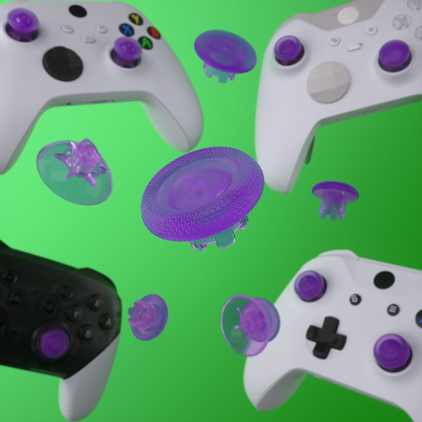 EDGE Sticks Replacement Interchangeable Thumbsticks for Xbox Series X/S & Xbox Core & Xbox One X/S & Xbox Elite V1 & NS Switch Pro Controller - Clear Atomic Purple eXtremeRate