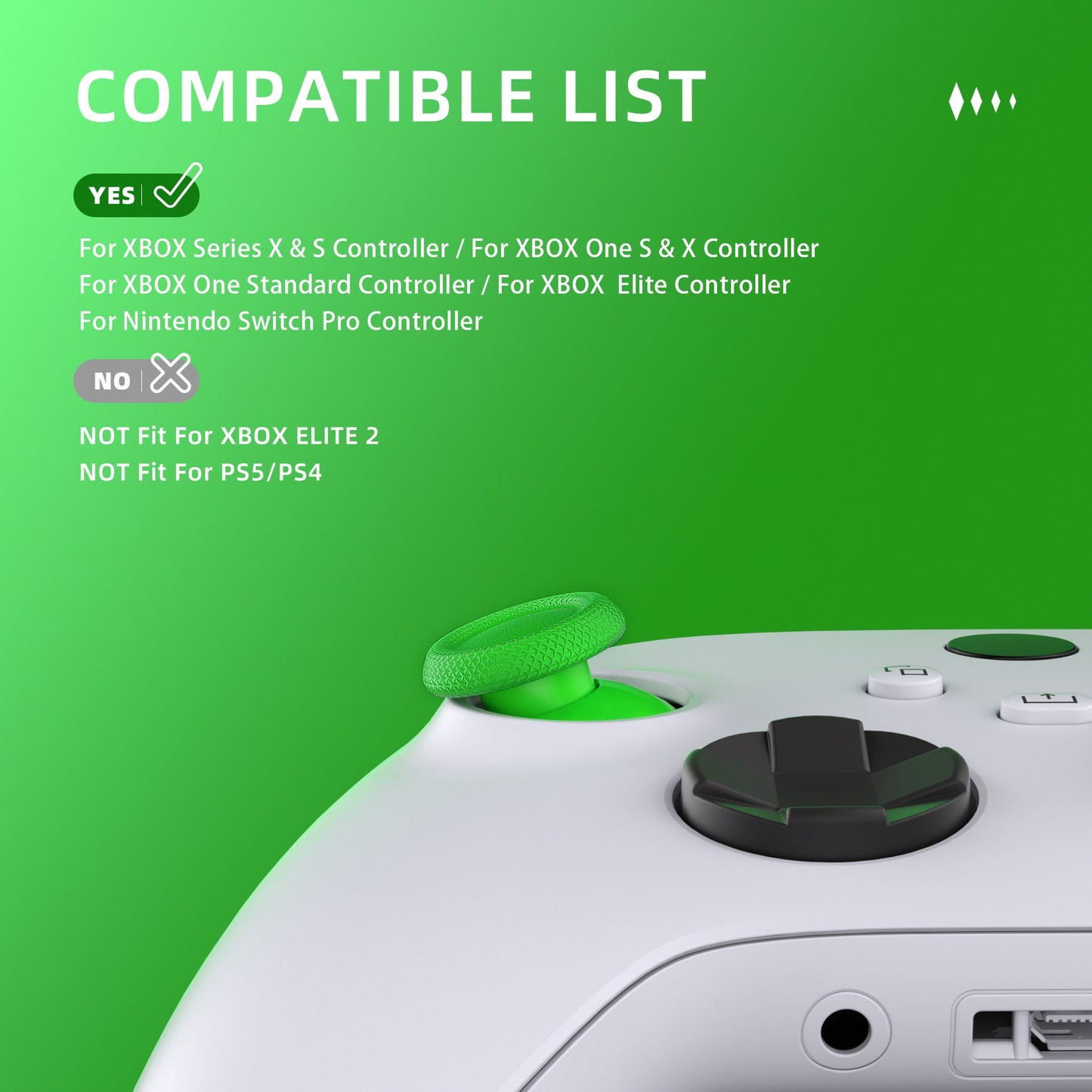 EDGE Sticks Replacement Interchangeable Thumbsticks for Xbox Series X/S & Xbox Core & Xbox One X/S & Xbox Elite V1 & NS Switch Pro Controller - Green eXtremeRate
