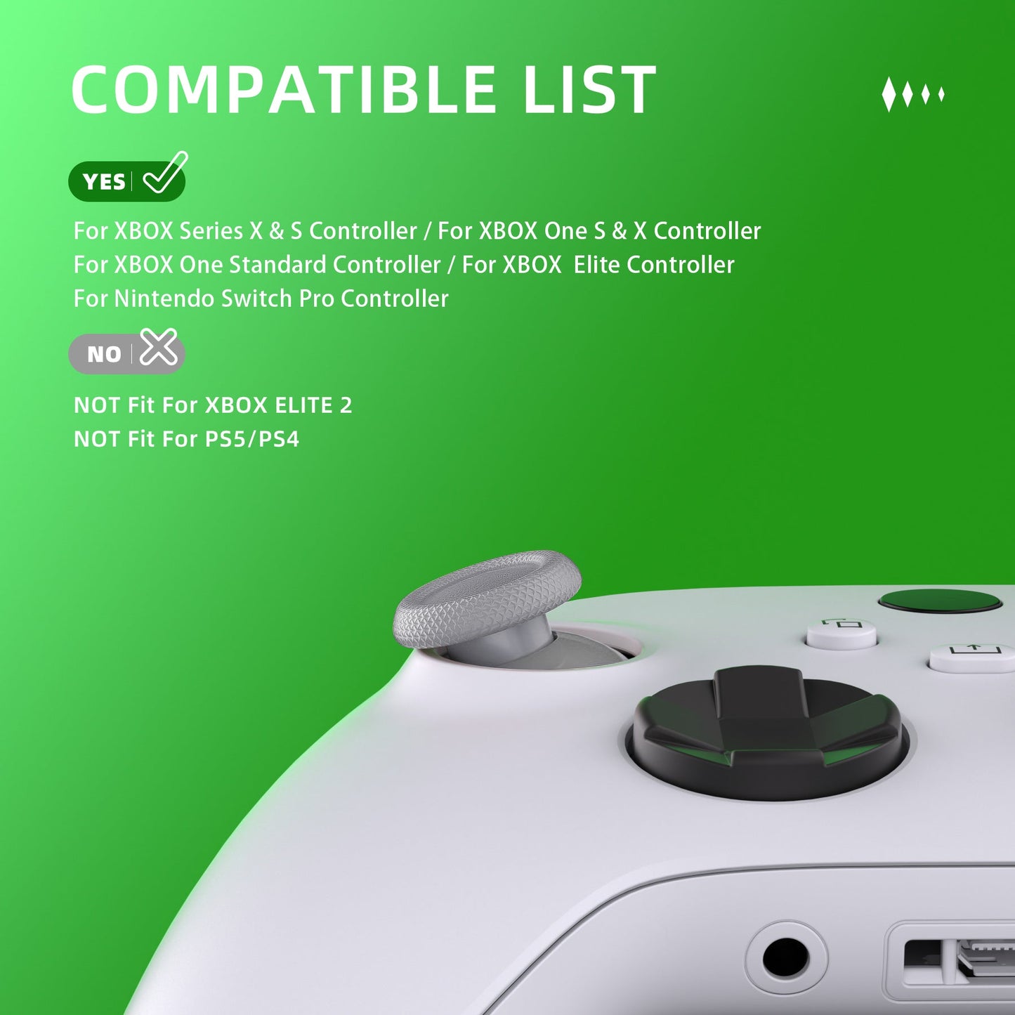 EDGE Sticks Replacement Interchangeable Thumbsticks for Xbox Series X/S & Xbox Core & Xbox One X/S & Xbox Elite V1 & NS Switch Pro Controller - New Hope Gray eXtremeRate