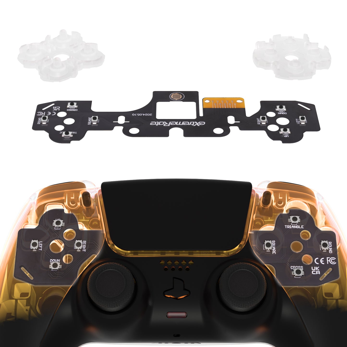 eXtremeRate PS5コントローラーBDM-010 & BDM-020対応用フェイスクリックキットキット、PS5コントローラーに対応用カスタム硬質シリコンタクタイルスイッチDパッドアクションボタン