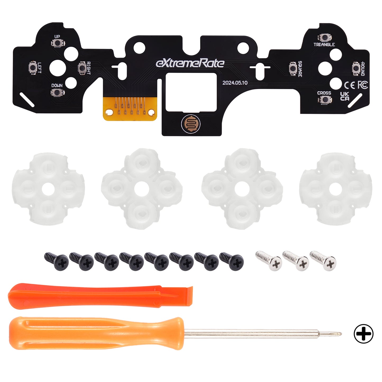eXtremeRate PS5コントローラーBDM-010 & BDM-020対応用フェイスクリックキットキット、PS5コントローラーに対応用カスタム硬質シリコンタクタイルスイッチDパッドアクションボタン