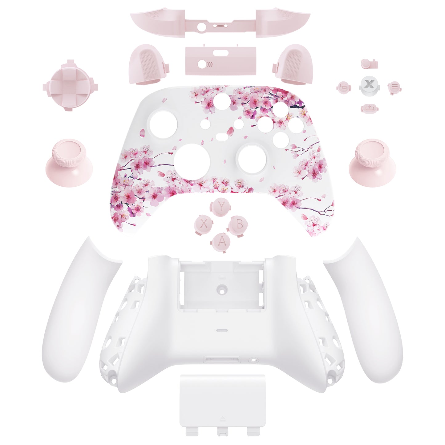 eXtremeRate Xbox Series X&Sコントローラー用フルセットハウジングシェルケース&ボタン【桜のささやき】