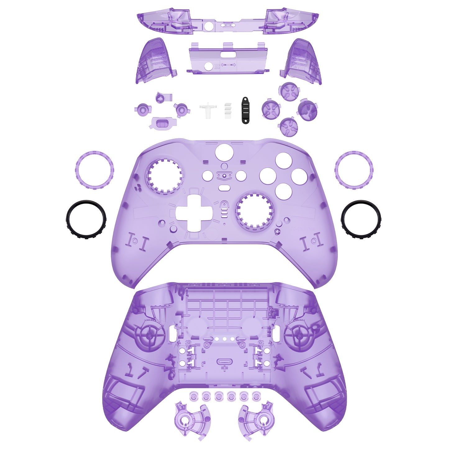 eXtremeRate Xbox One Elite Series 2&Elite 2 Coreコントローラー(モデル1797)用交換 フルセットシェル&ボタン【クリアパープル】