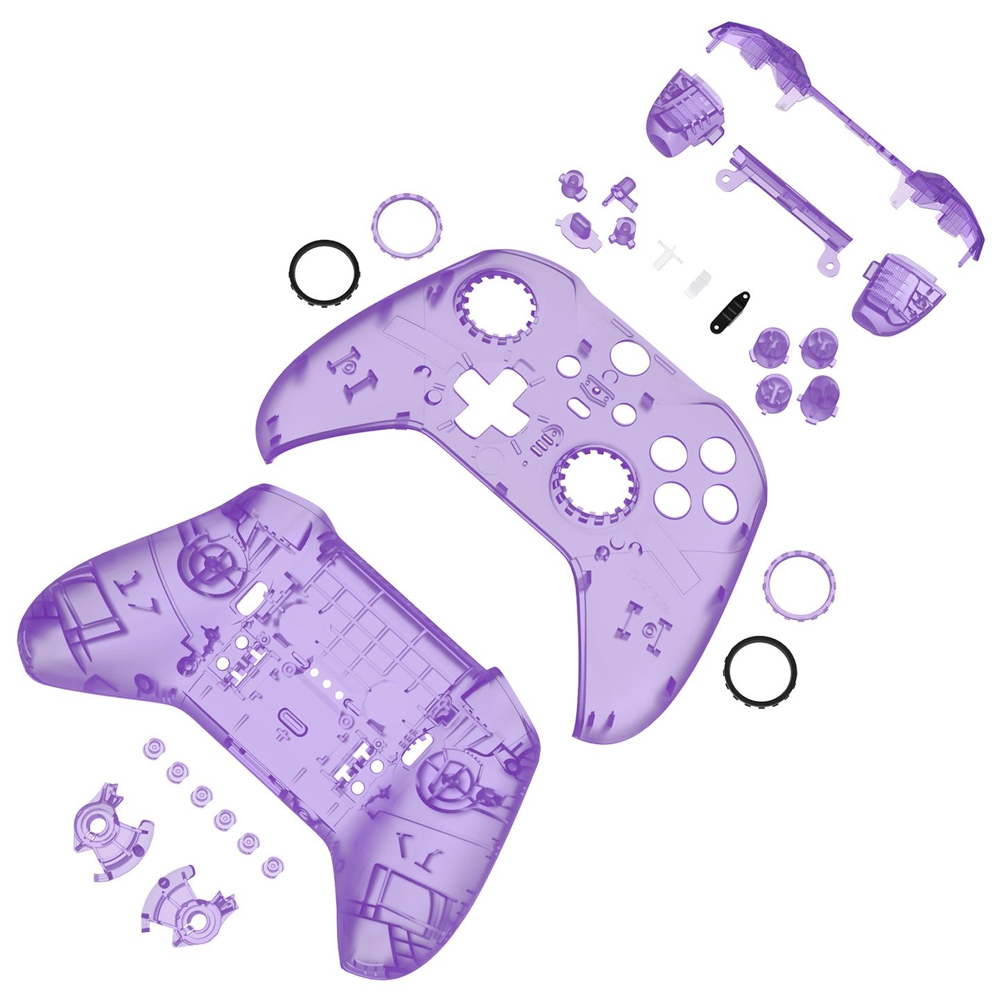 eXtremeRate Xbox One Elite Series 2&Elite 2 Coreコントローラー(モデル1797)用交換 フルセットシェル&ボタン【クリアパープル】