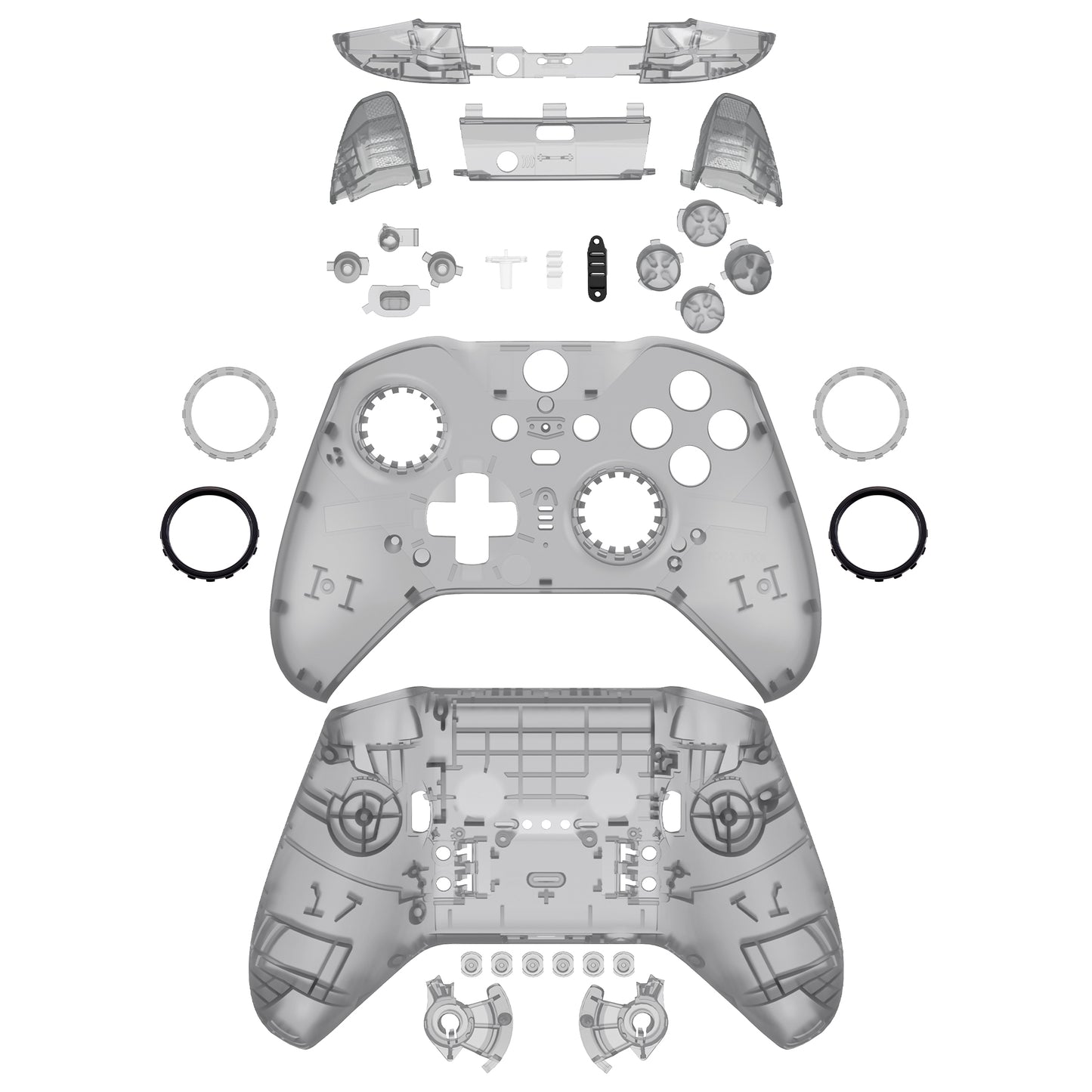 eXtremeRate Xbox One Elite Series 2&Elite 2 Coreコントローラー(モデル1797)用交換 フルセットシェル&ボタン【クリアブラック】
