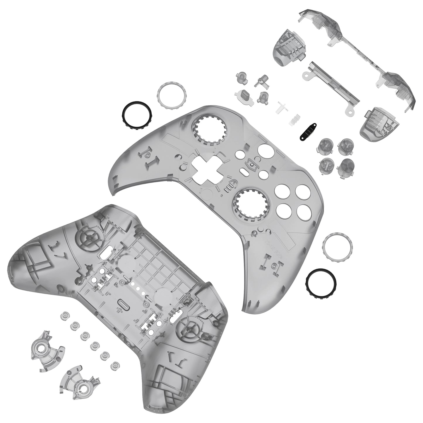 eXtremeRate Xbox One Elite Series 2&Elite 2 Coreコントローラー(モデル1797)用交換 フルセットシェル&ボタン【クリアブラック】