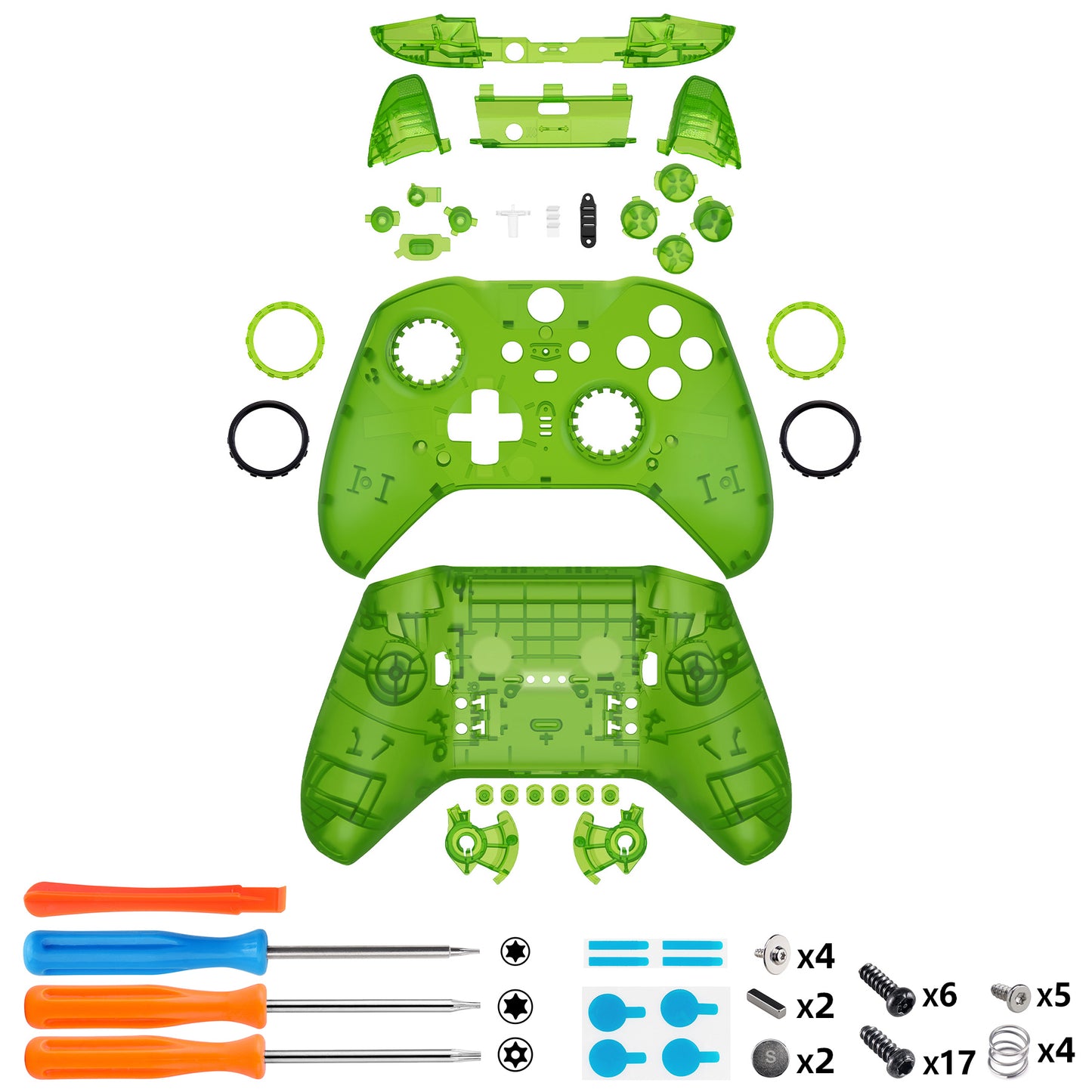 eXtremeRate Xbox One Elite Series 2&Elite 2 Coreコントローラー(モデル1797)用交換 フルセットシェル&ボタン【クリアグリーン】