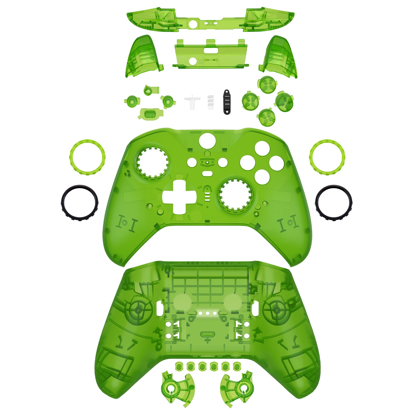 eXtremeRate Xbox One Elite Series 2&Elite 2 Coreコントローラー(モデル1797)用交換 フルセットシェル&ボタン【クリアグリーン】