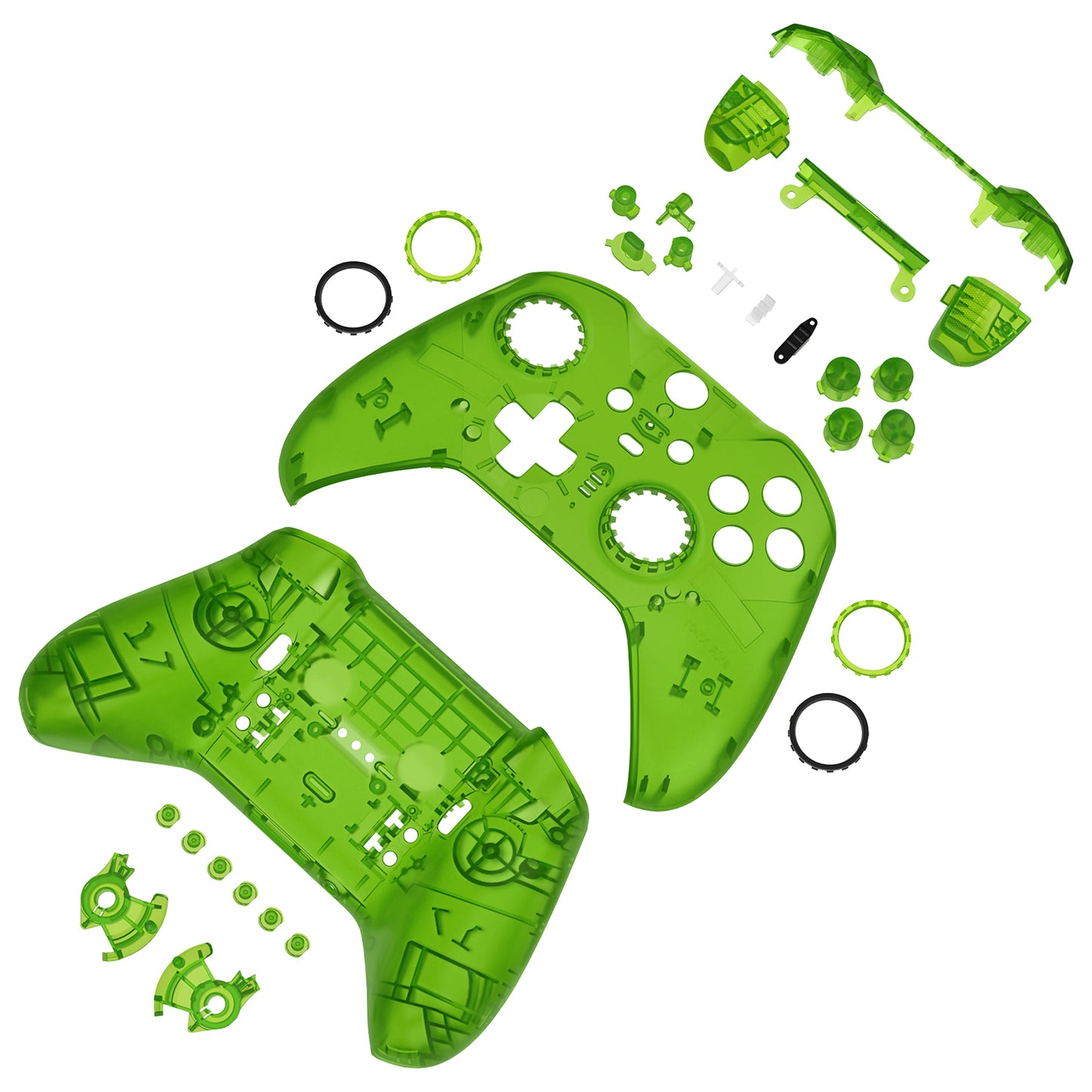eXtremeRate Xbox One Elite Series 2&Elite 2 Coreコントローラー(モデル1797)用交換 フルセットシェル&ボタン【クリアグリーン】