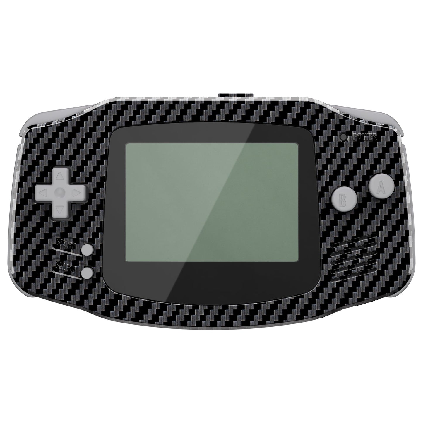 eXtremeRate IPS対応アップグレード版ゲームボーイアドバンス(GBA)用交換フルセットシェル&グレーボタン、IPSおよび標準LCD両方に対応【グラファイトカーボンファイバー】