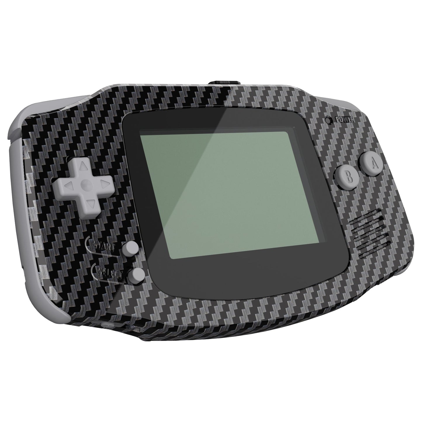 eXtremeRate IPS対応アップグレード版ゲームボーイアドバンス(GBA)用交換フルセットシェル&グレーボタン、IPSおよび標準LCD両方に対応【グラファイトカーボンファイバー】
