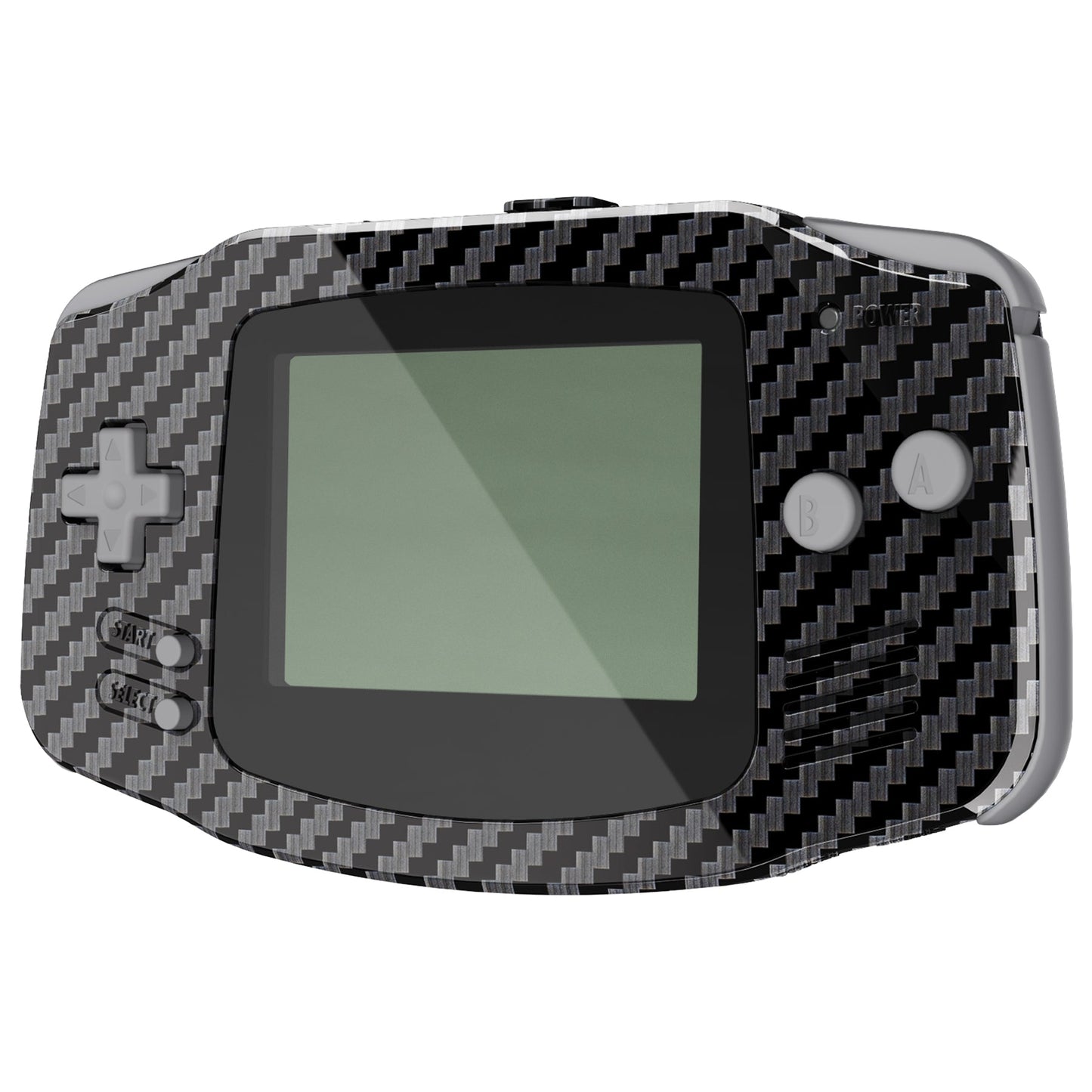 eXtremeRate IPS対応アップグレード版ゲームボーイアドバンス(GBA)用交換フルセットシェル&グレーボタン、IPSおよび標準LCD両方に対応【グラファイトカーボンファイバー】