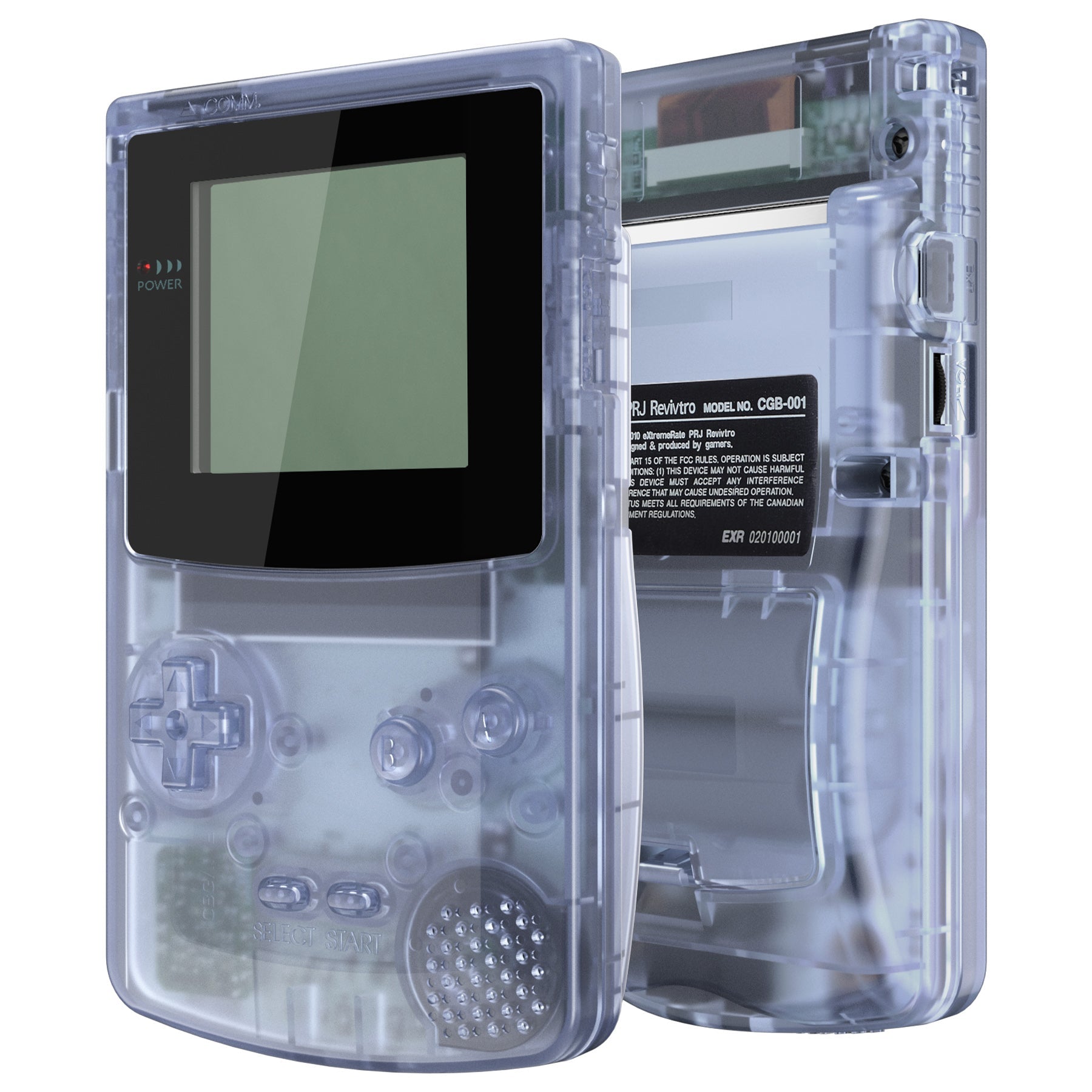 eXtremeRate IPS対応アップグレード版 ゲームボーイカラー（GBC）用交換フルセットシェル＆ボタン＆ブラック保護スクリーンレンズ、GBC  OSD IPS、通常IPS、標準LCD対応【クリアグレイシャーブルー】