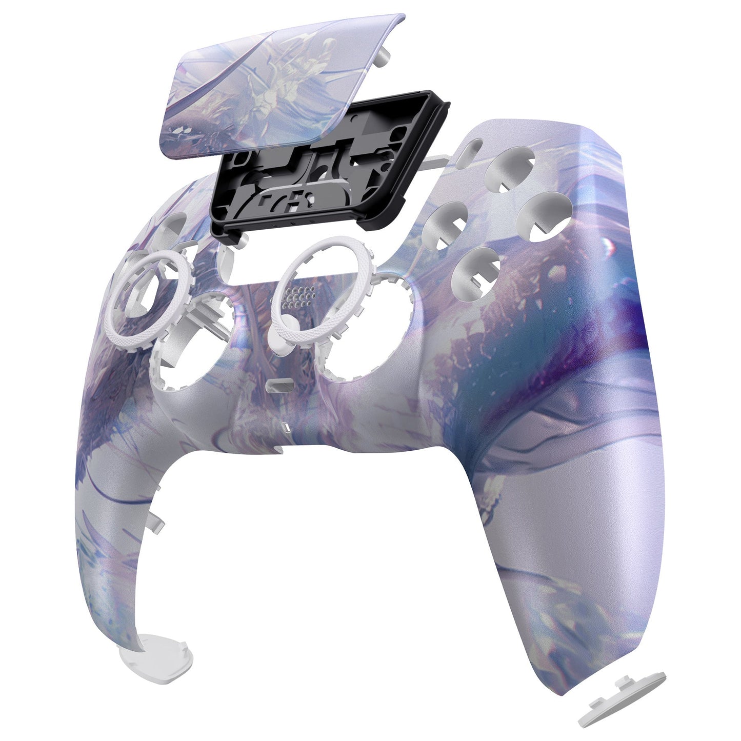 eXtremeRate PS5コントローラーBDM-010/020/030/040/050対応LUNA再設計交換対応用フロントシェル&タッチパッド【白銀龍】