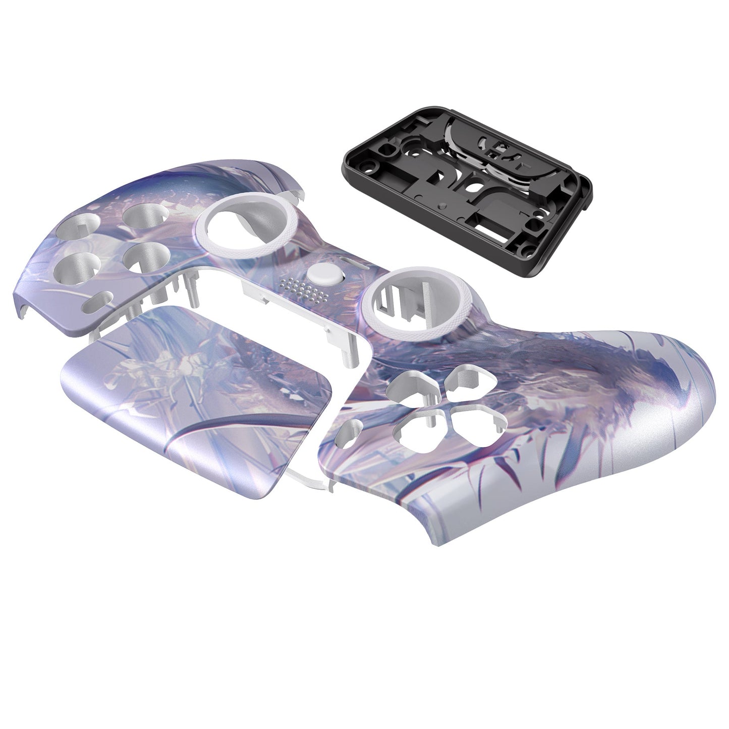 eXtremeRate PS5コントローラーBDM-010/020/030/040/050対応LUNA再設計交換対応用フロントシェル&タッチパッド【白銀龍】