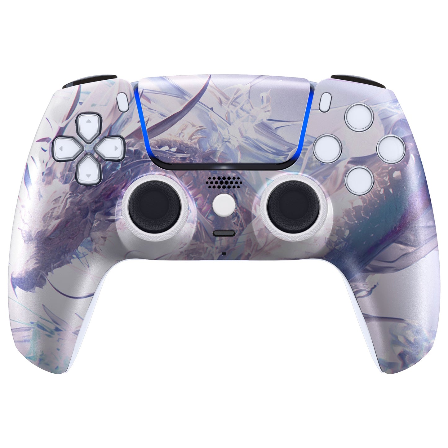 eXtremeRate PS5コントローラーBDM-010/020/030/040/050対応LUNA再設計交換対応用フロントシェル&タッチパッド【白銀龍】