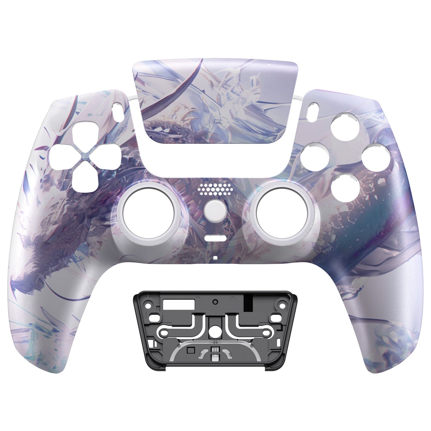 eXtremeRate PS5コントローラーBDM-010/020/030/040/050対応LUNA再設計交換対応用フロントシェル&タッチパッド【白銀龍】