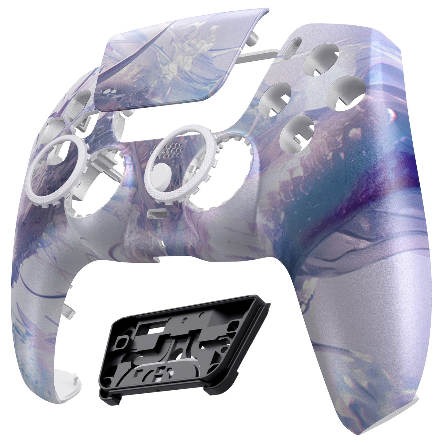 eXtremeRate PS5コントローラーBDM-010/020/030/040/050対応LUNA再設計交換対応用フロントシェル&タッチパッド【白銀龍】