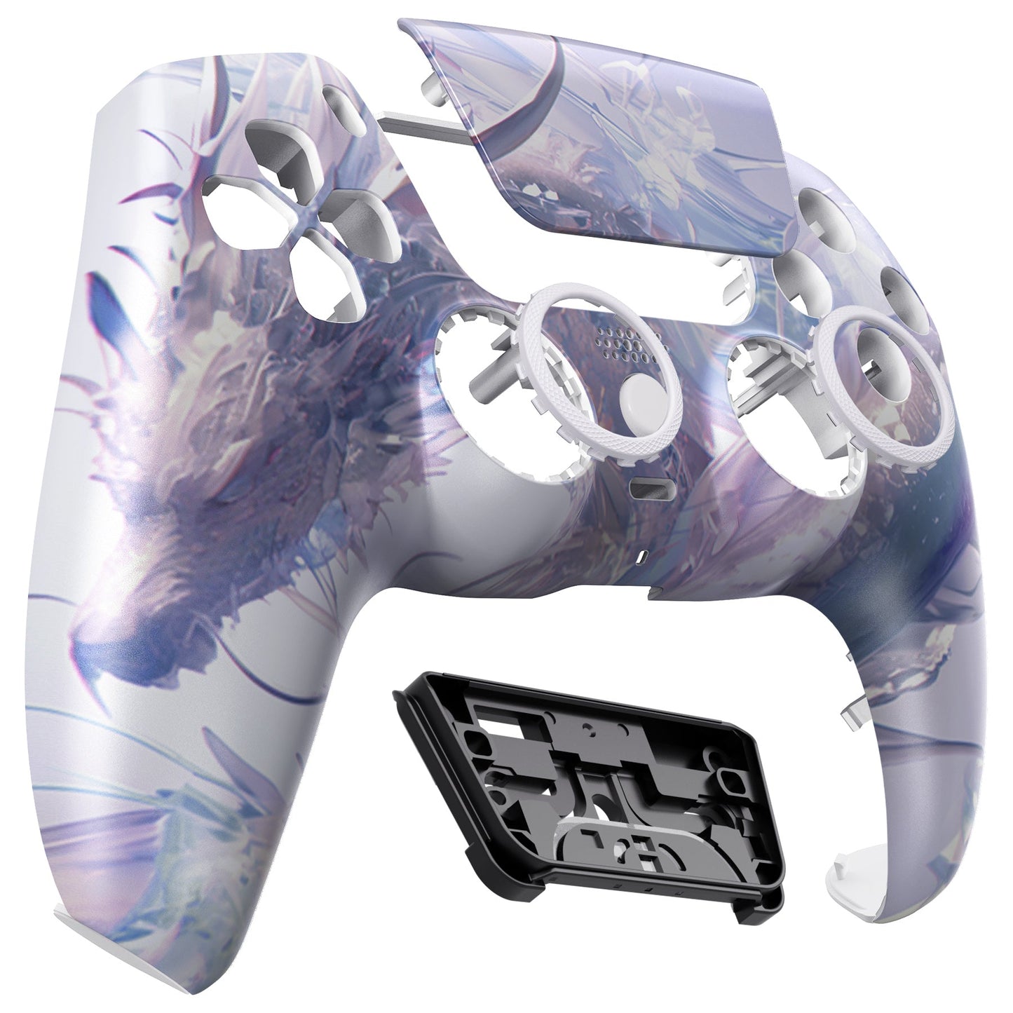 eXtremeRate PS5コントローラーBDM-010/020/030/040/050対応LUNA再設計交換対応用フロントシェル&タッチパッド【白銀龍】